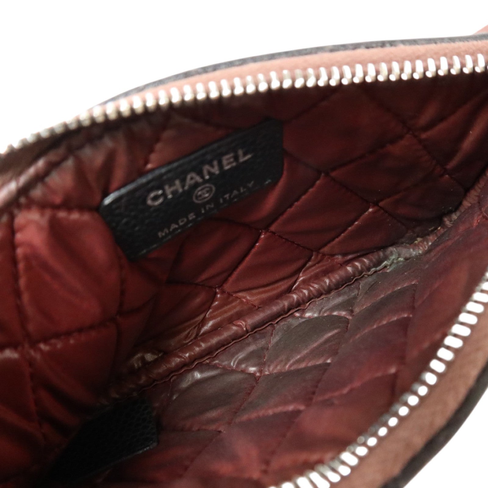 CHANEL 牛皮皮革Classic Mini Zipped Pouch銀扣手拿包