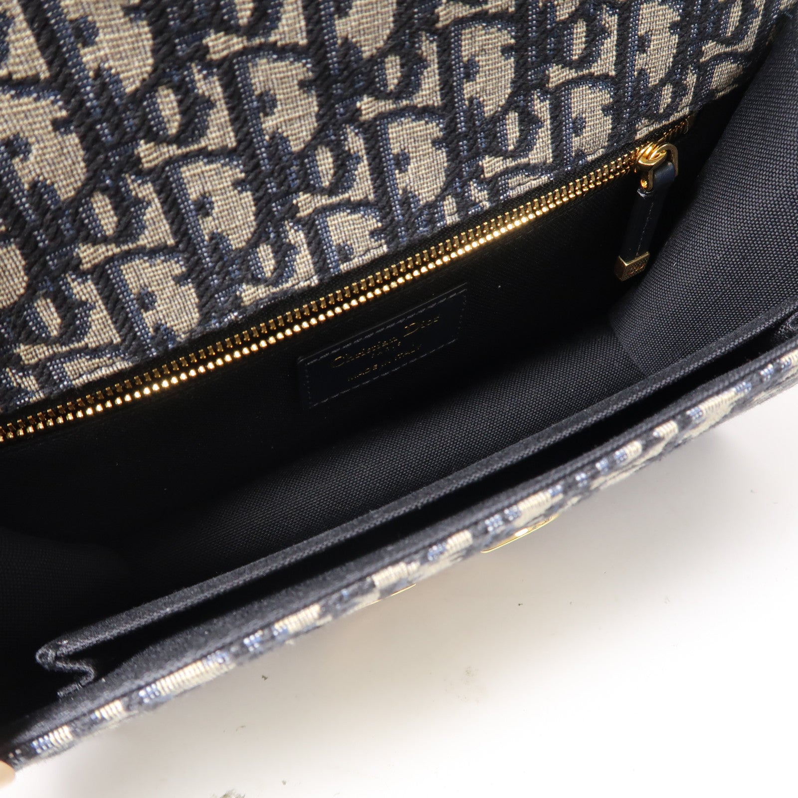 Dior Oblique帆布30 Montaigne金扣鏈帶肩背袋深藍色