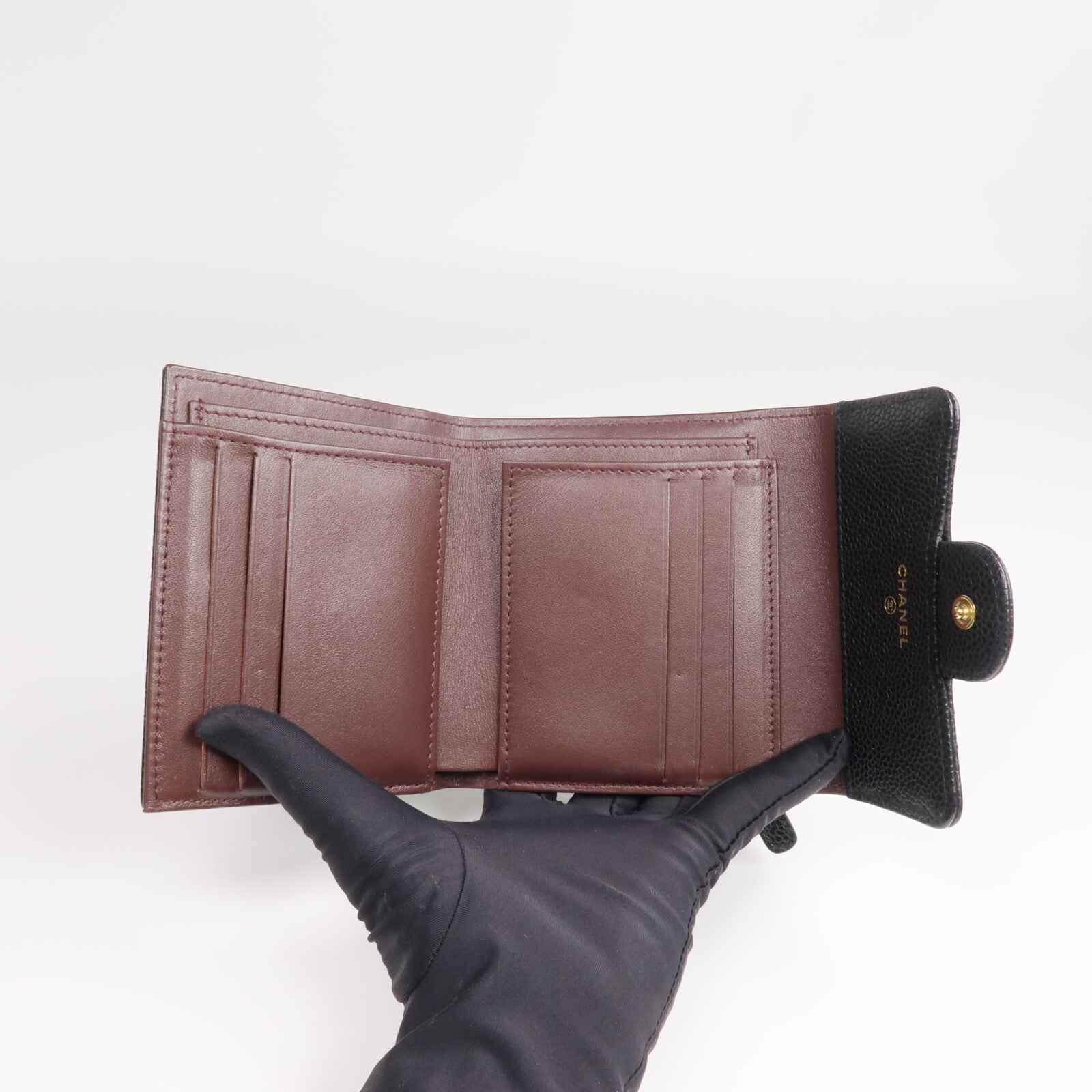 CHANEL 牛皮皮革Wallet金扣錢包
