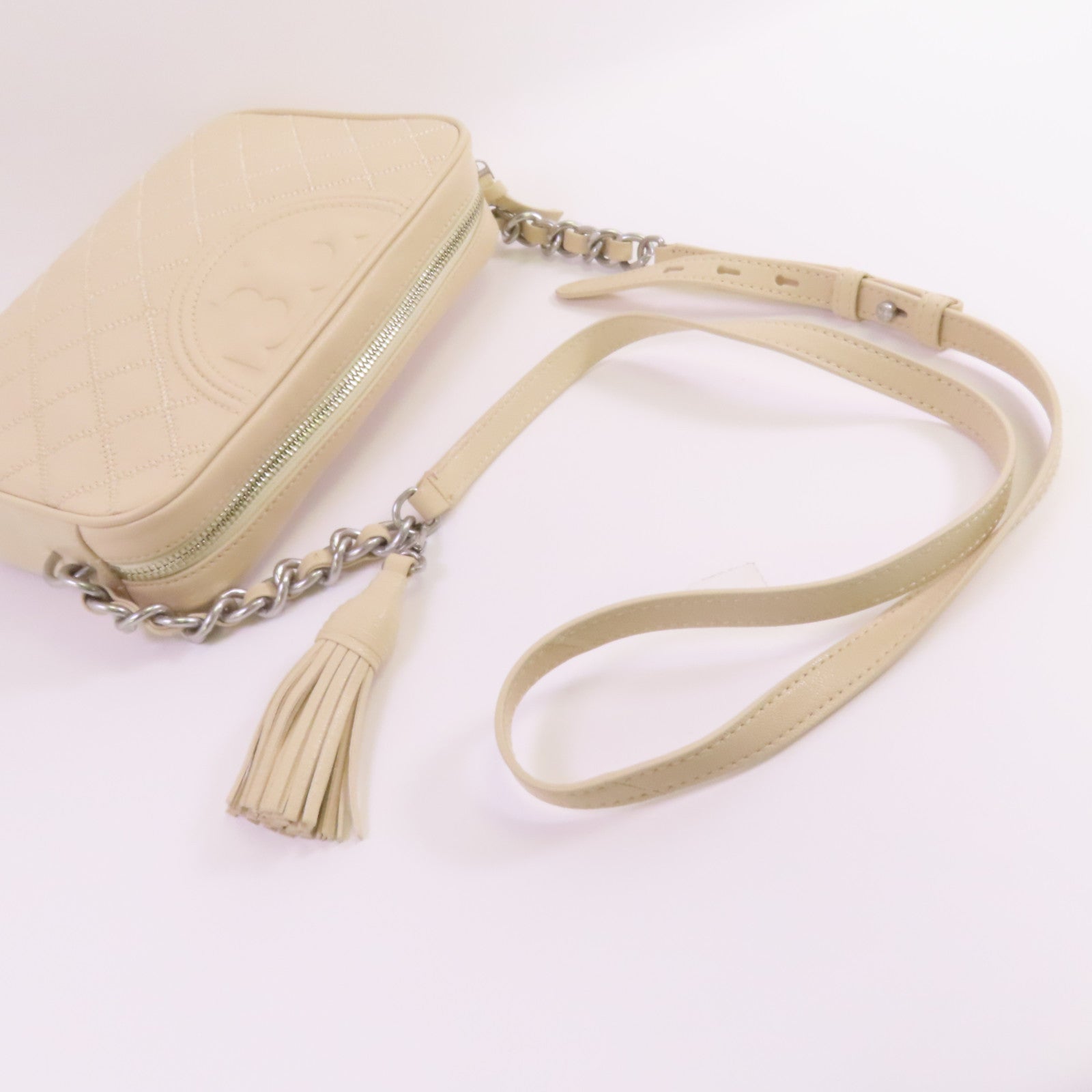 Tory Burch 牛皮皮革Shoulder Bag銀扣鏈帶肩背袋
