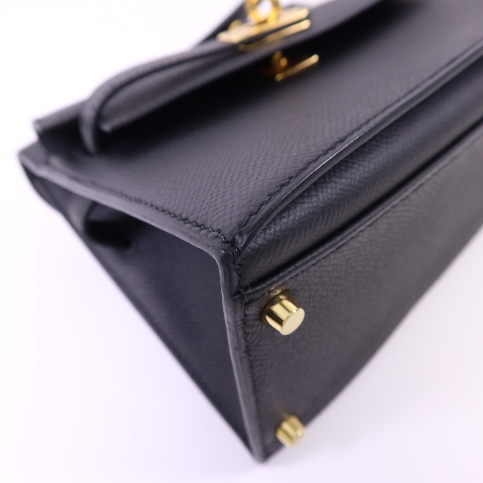 HERMES Epsom皮革Kelly 20 Desordre金扣肩背袋Noir