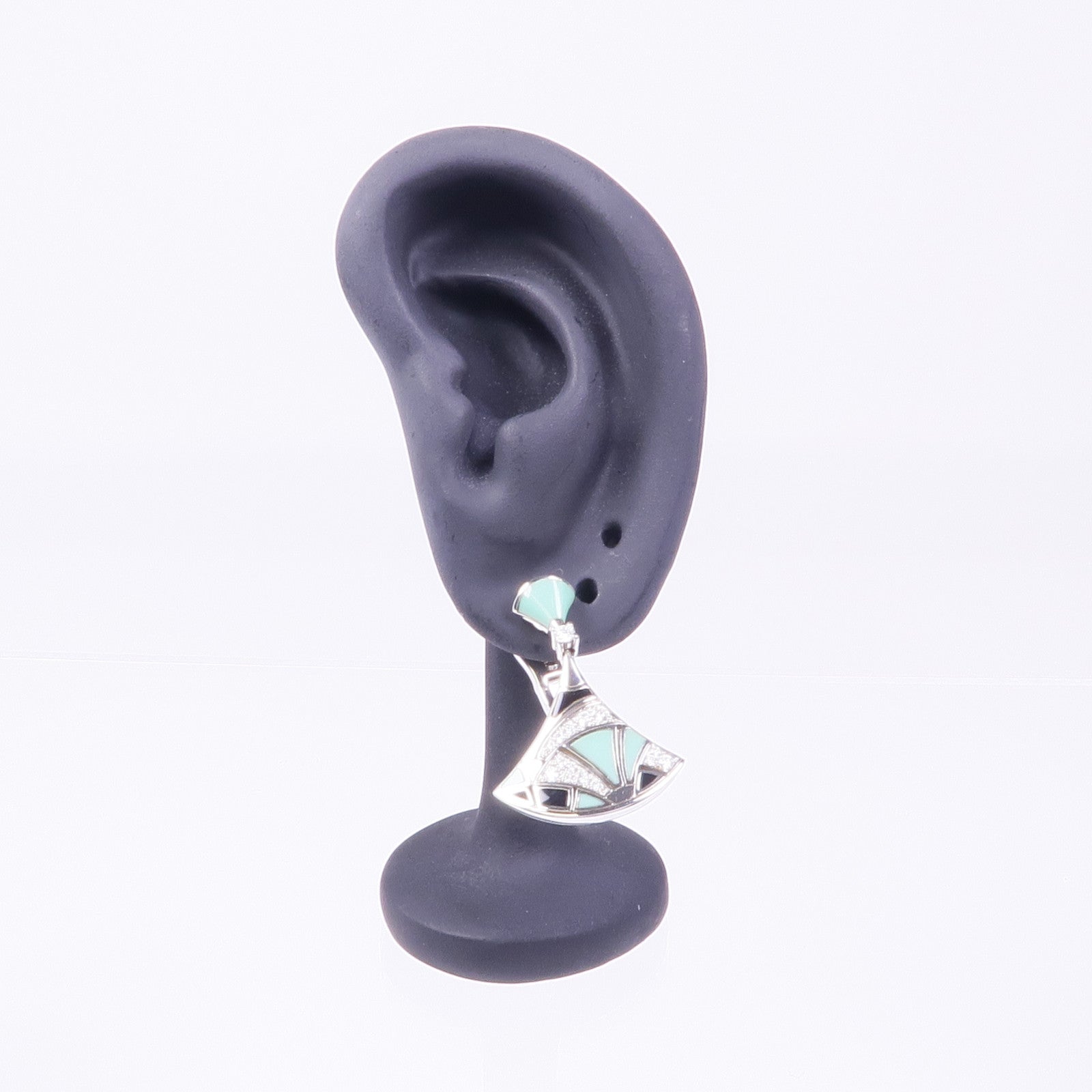 BVLGARI 18K白金Divas Dream Turquoise/Onyx鑽石耳環