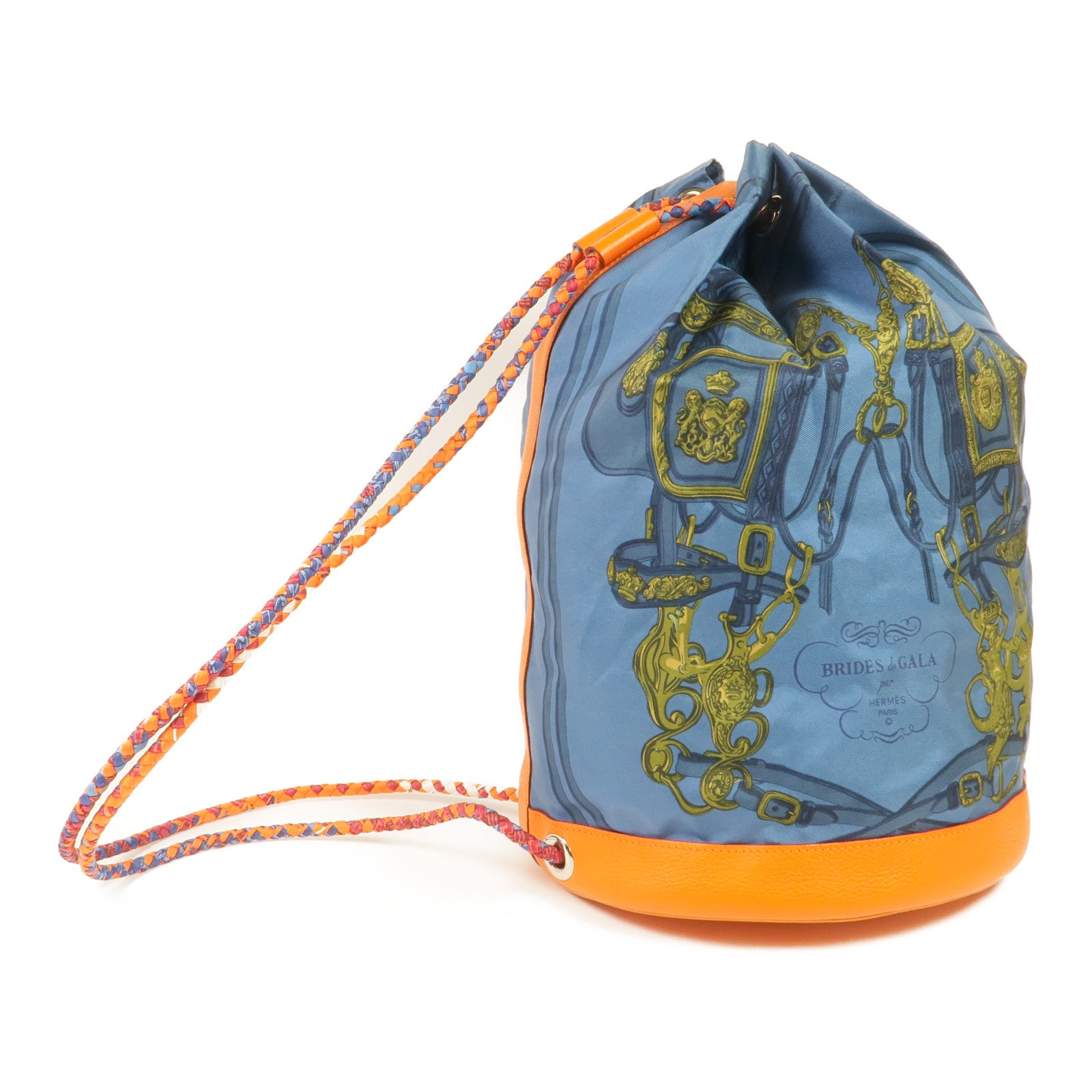 HERMES 絲質/牛皮皮革Soie Cool Backpack銀扣背包