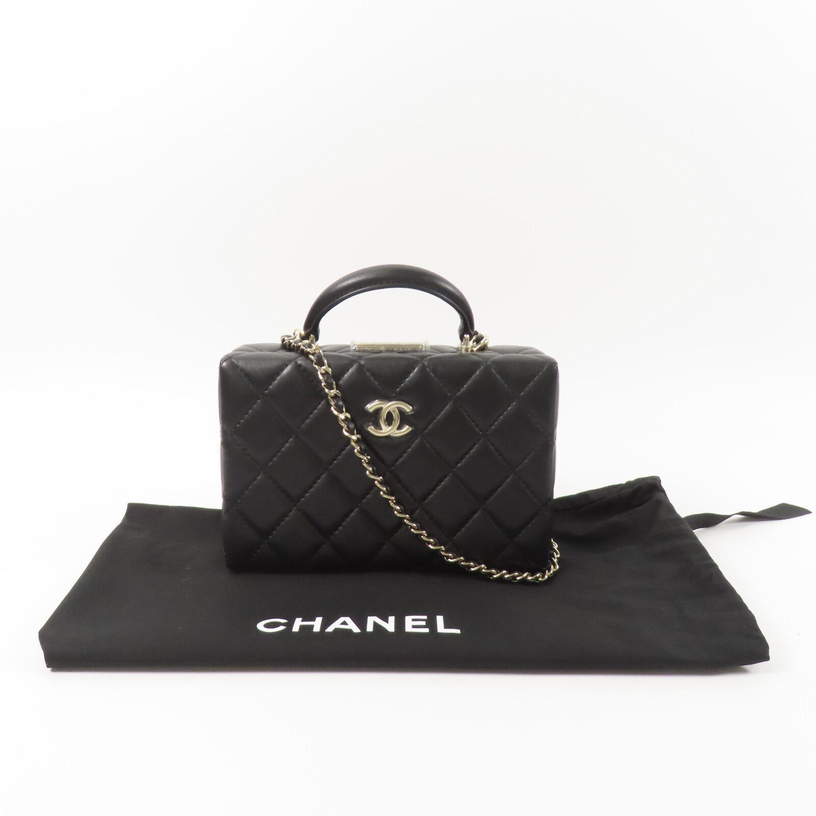 CHANEL 羊皮皮革Small Box鏈帶手挽肩背兩用袋