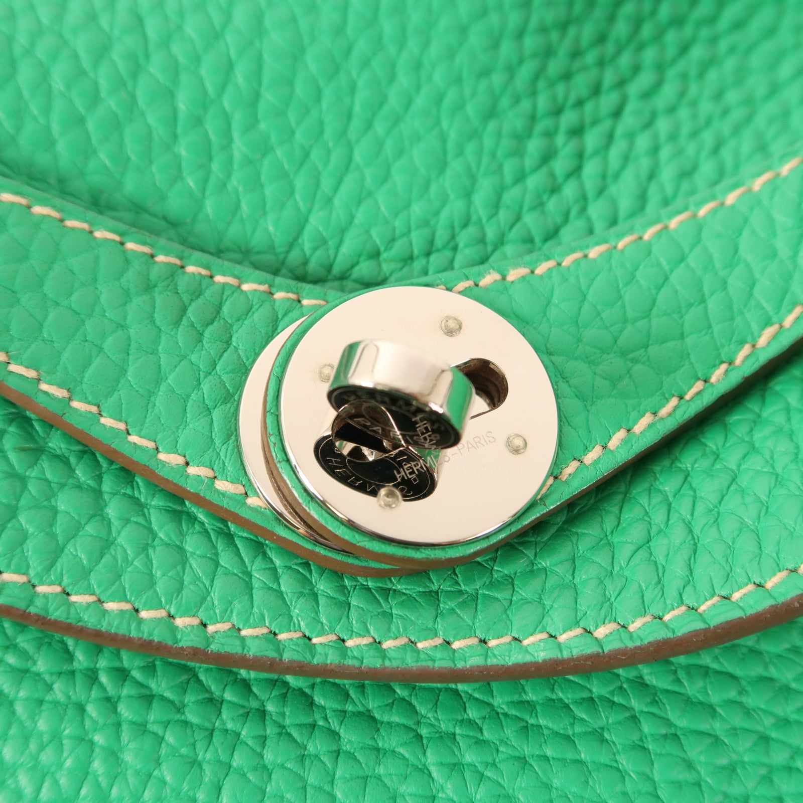 HERMES Clemence皮革Lindy 26銀扣手挽肩背兩用袋Menthe