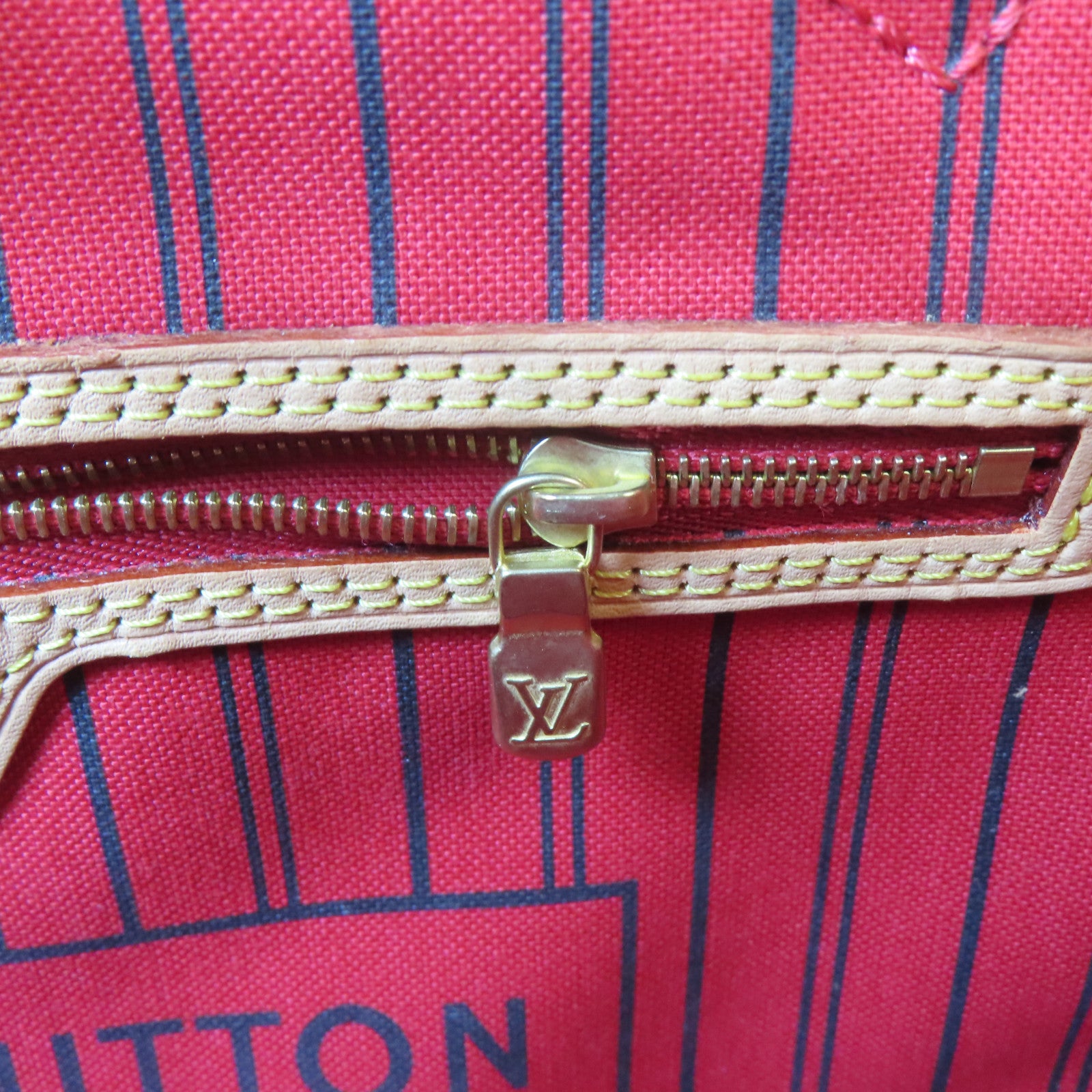 LOUIS VUITTON Monogram Neverfull MM金扣手挽袋啡色