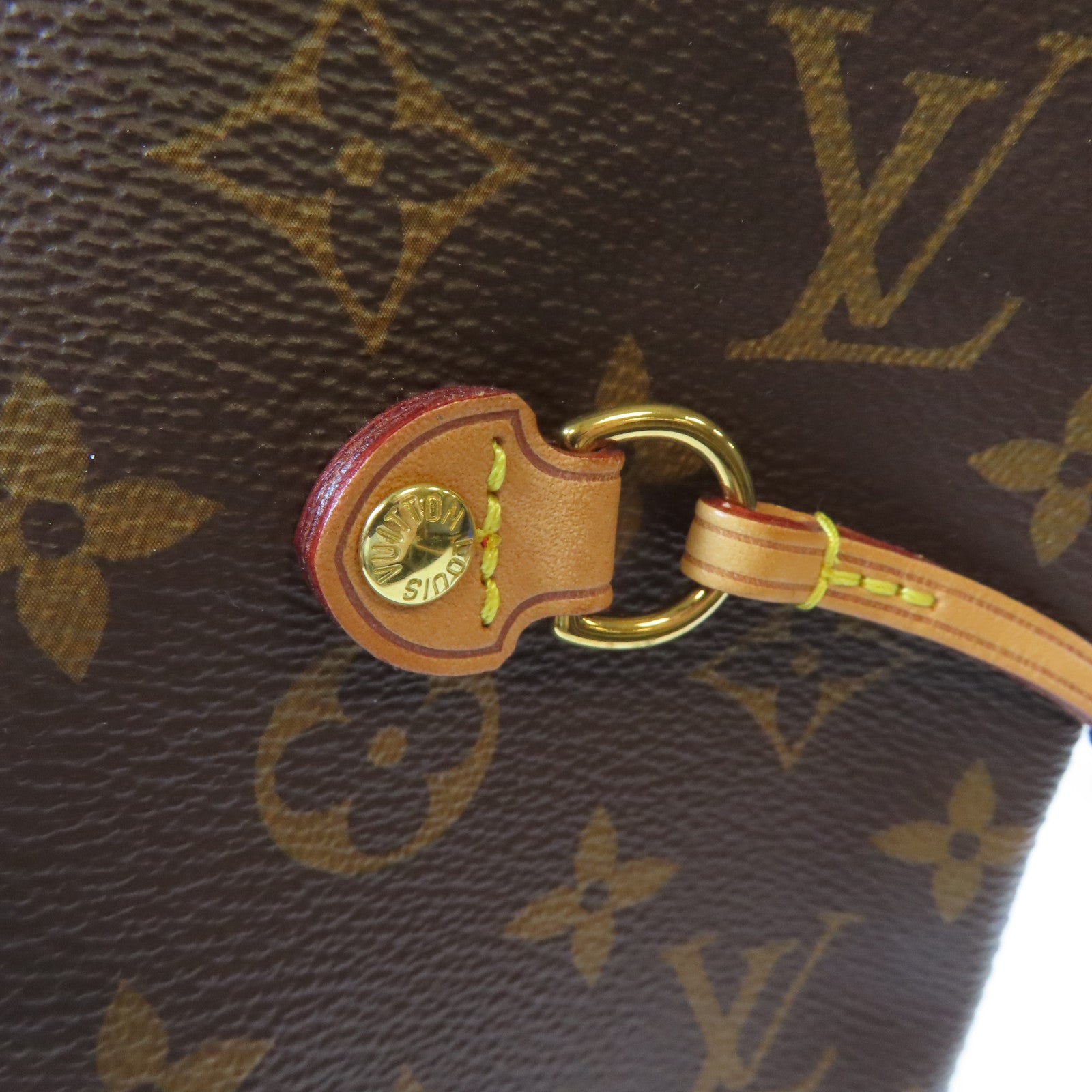 LOUIS VUITTON Monogram Neverfull MM金扣手挽袋啡色
