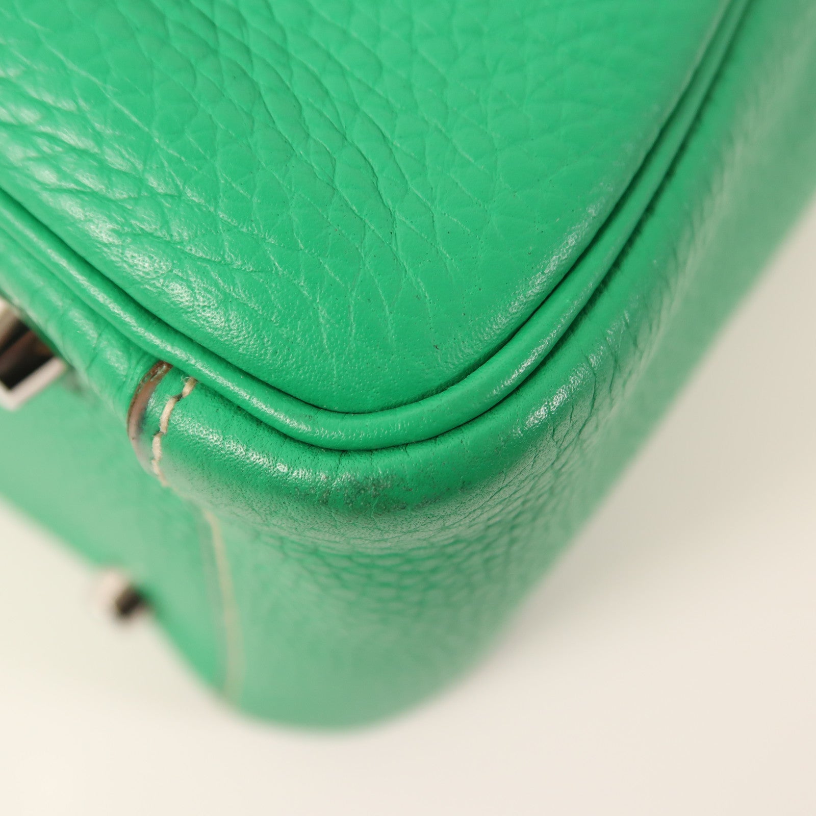 HERMES 【激減優惠】Clemence皮革Lindy 26銀扣手挽肩背兩用袋Menthe