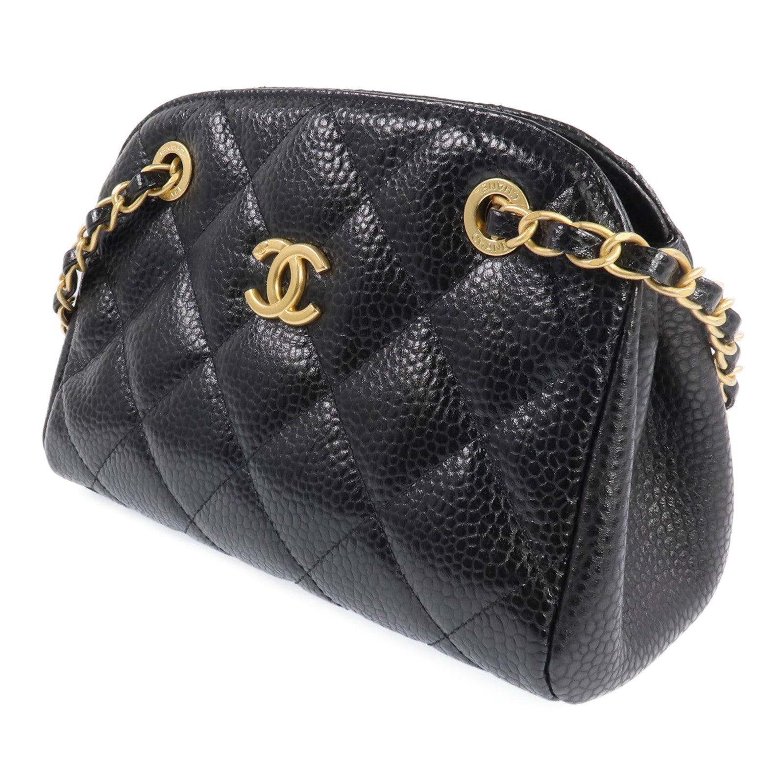 CHANEL 牛皮皮革Bowling Bag金扣肩背袋