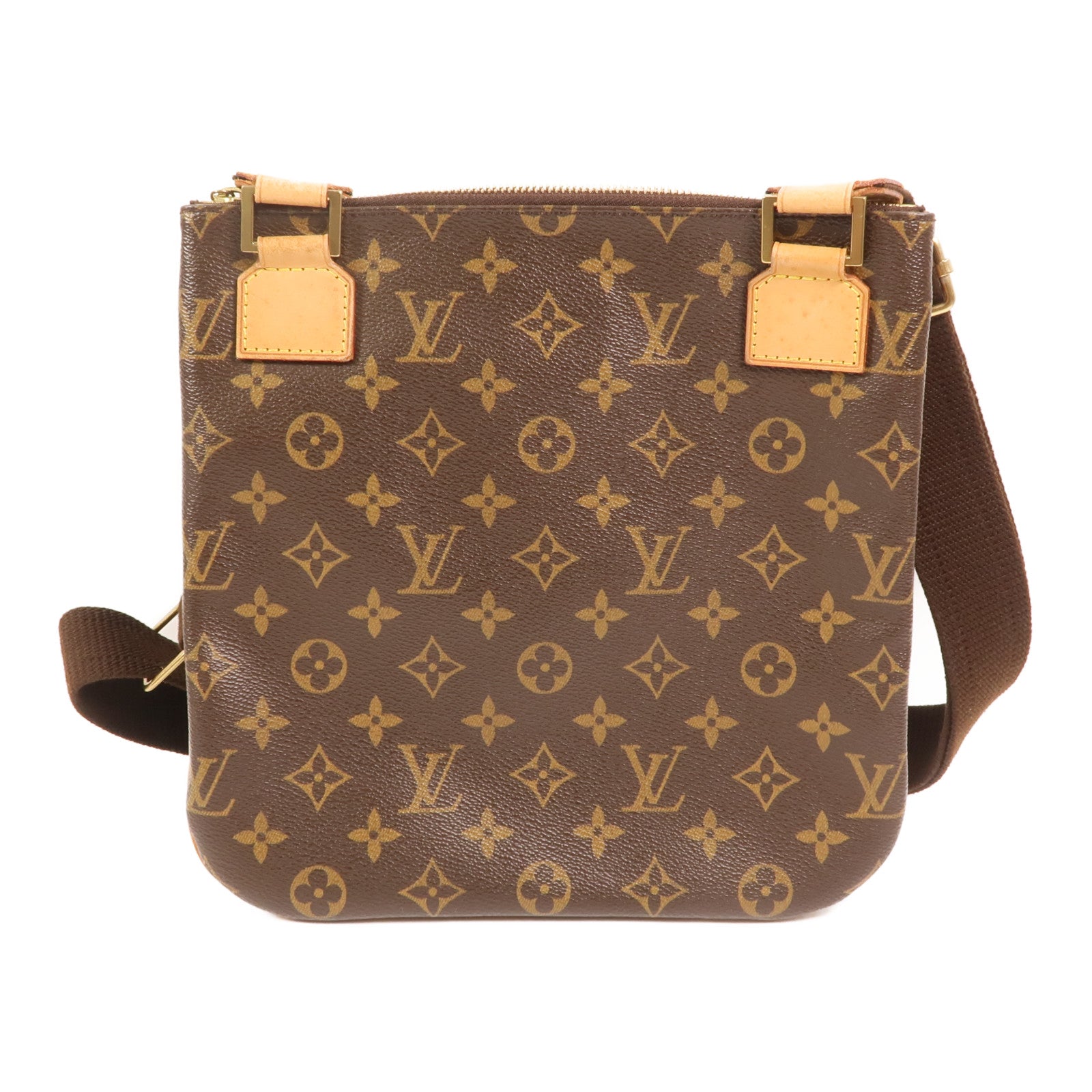 LOUIS VUITTON Monogram Pochette Bosphore金扣肩背袋棕色