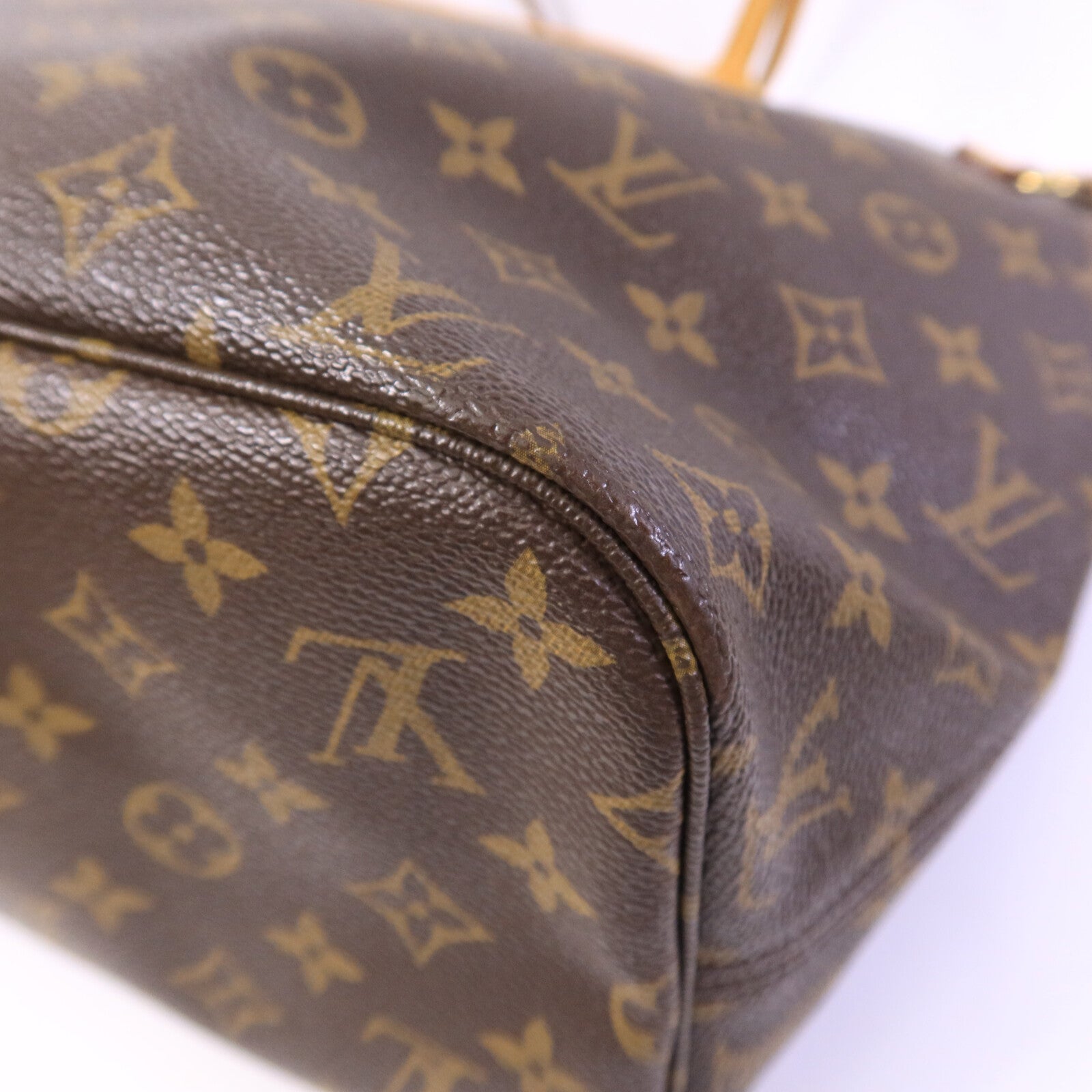 LOUIS VUITTON Monogram Neverfull MM金扣手挽袋