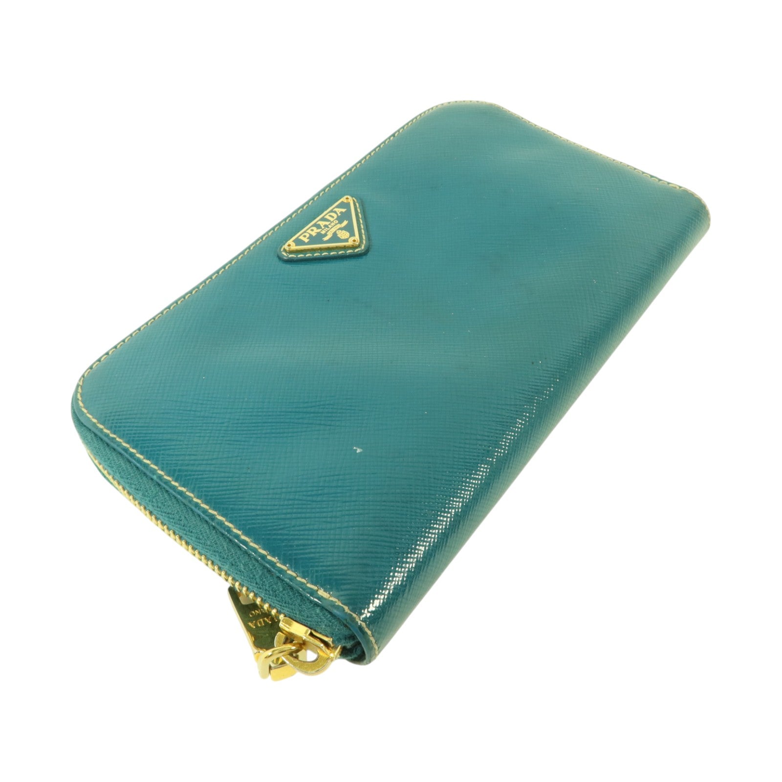 PRADA 漆皮皮革Long Wallet金扣長錢包