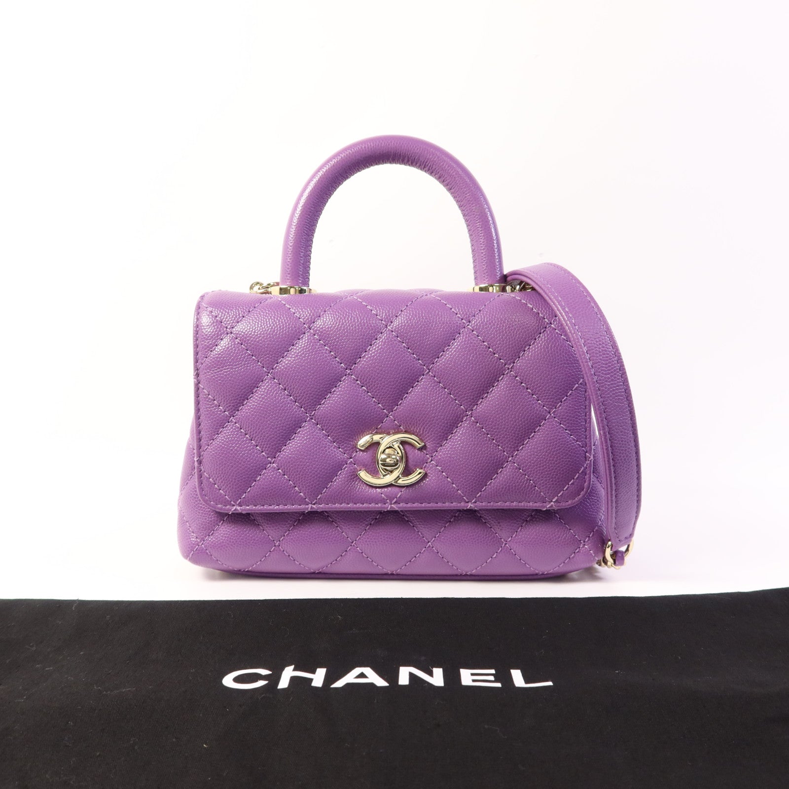 CHANEL 【激減優惠】牛皮皮革Mini Coco Handle金扣手挽肩背兩用袋