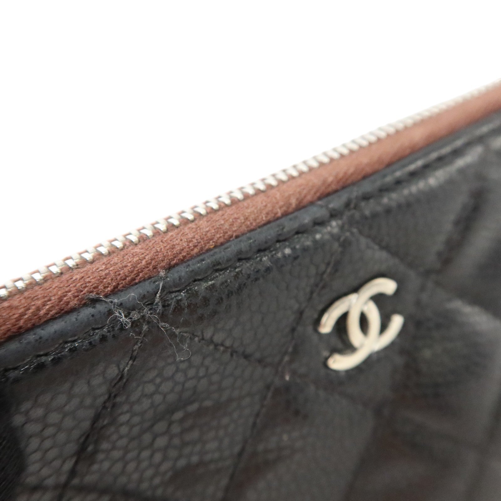 CHANEL 牛皮皮革Classic Mini Zipped Pouch銀扣手拿包