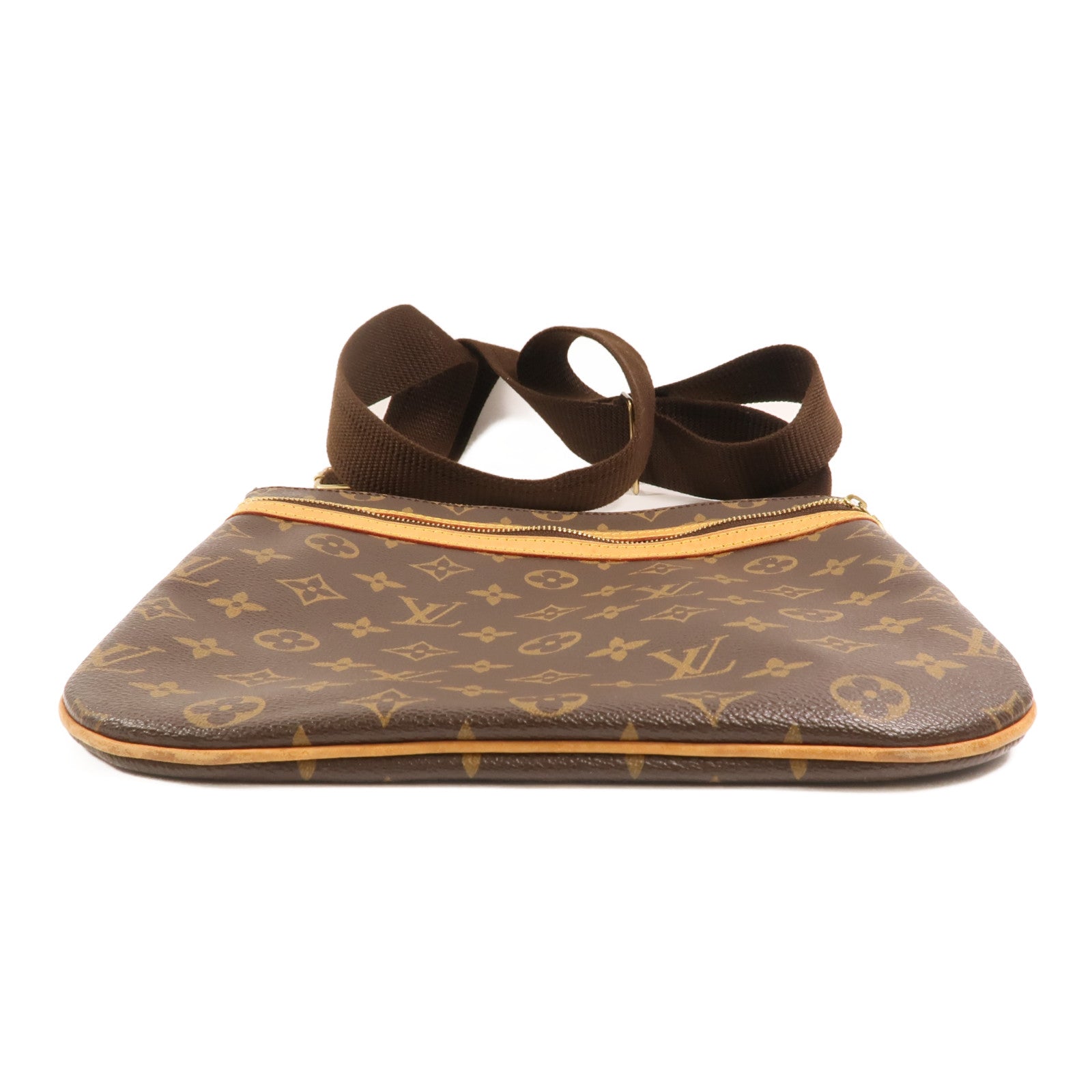 LOUIS VUITTON Monogram Pochette Bosphore金扣肩背袋棕色