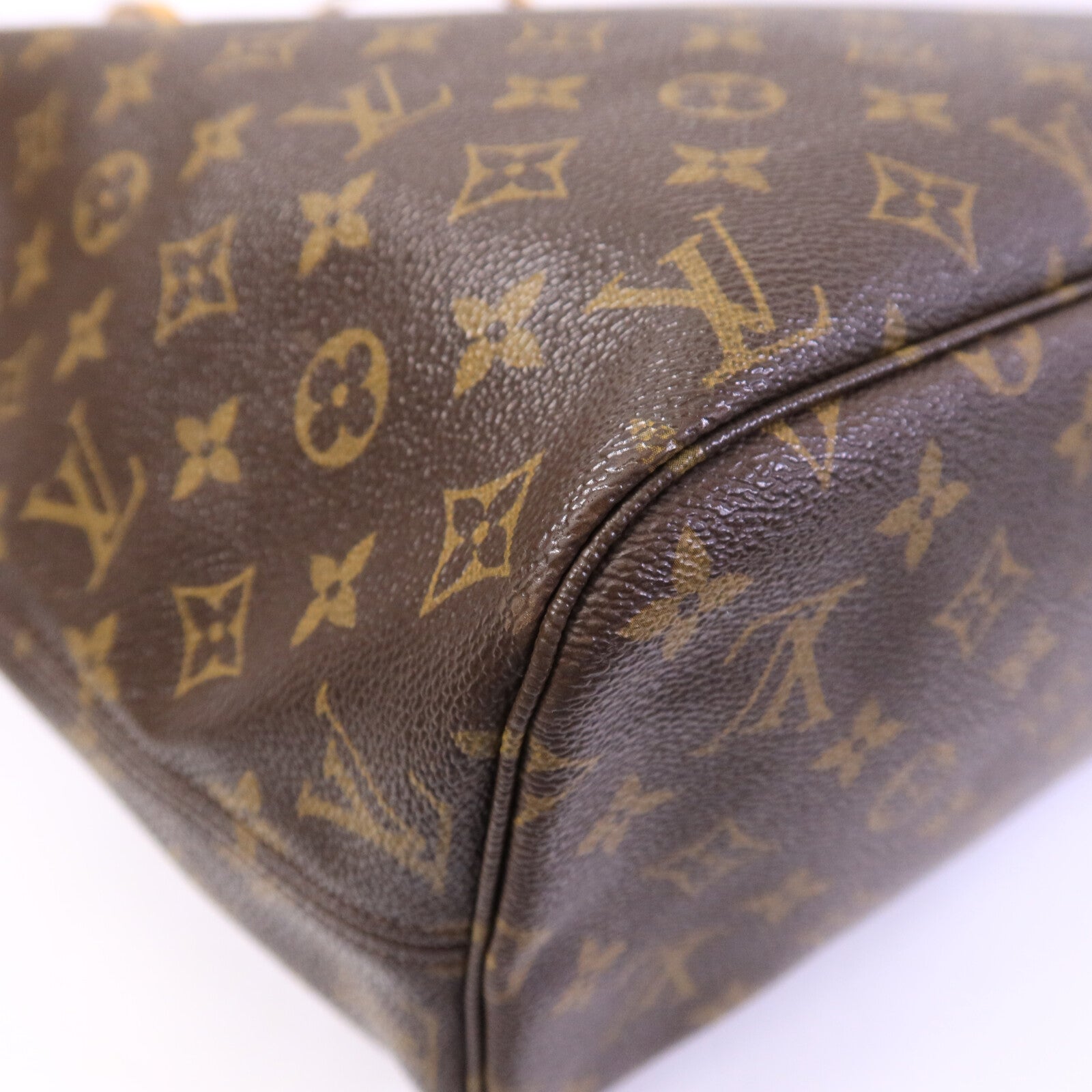 LOUIS VUITTON Monogram Neverfull MM金扣手挽袋