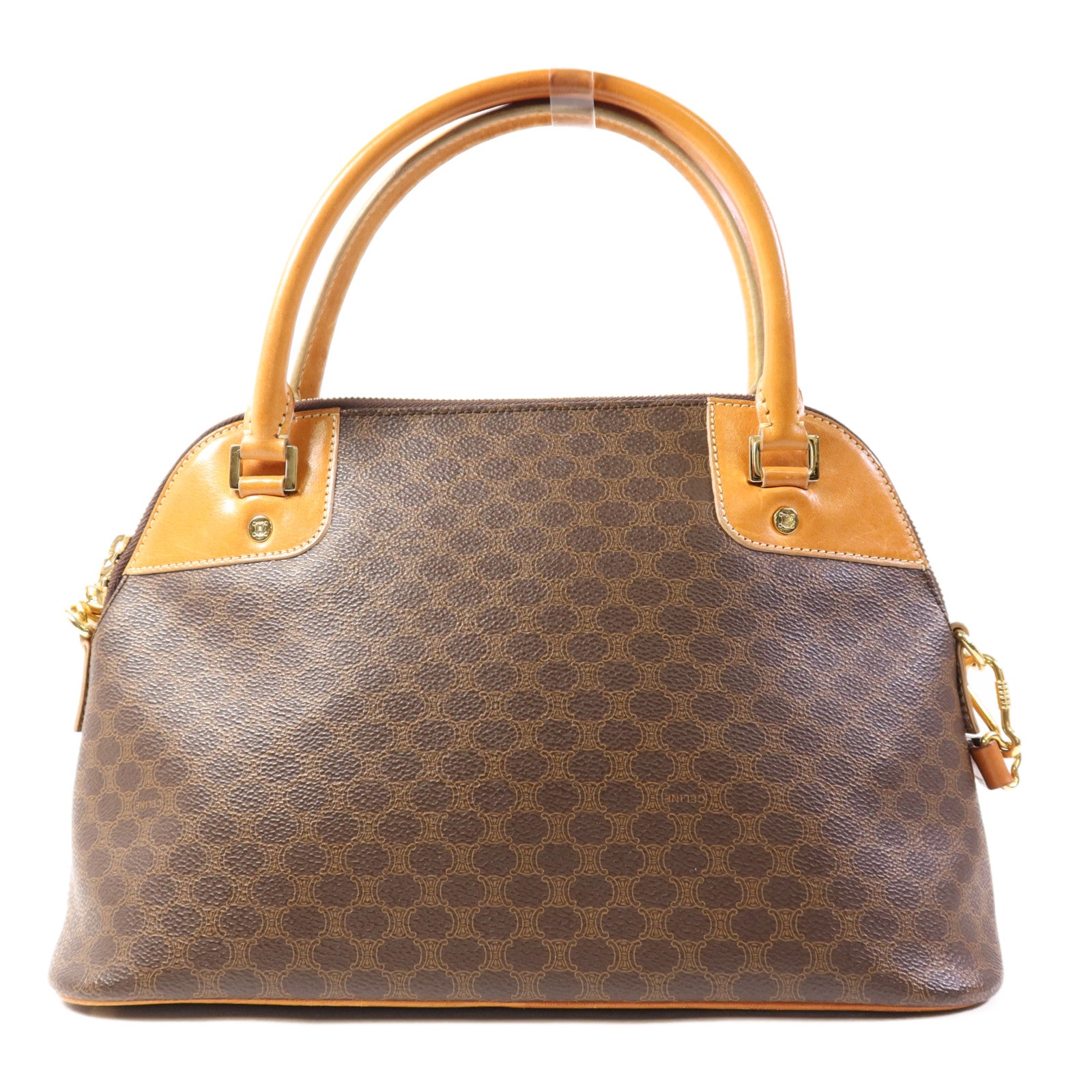 CELINE 塗層帆布Shoulder Bag金扣手挽肩背兩用袋