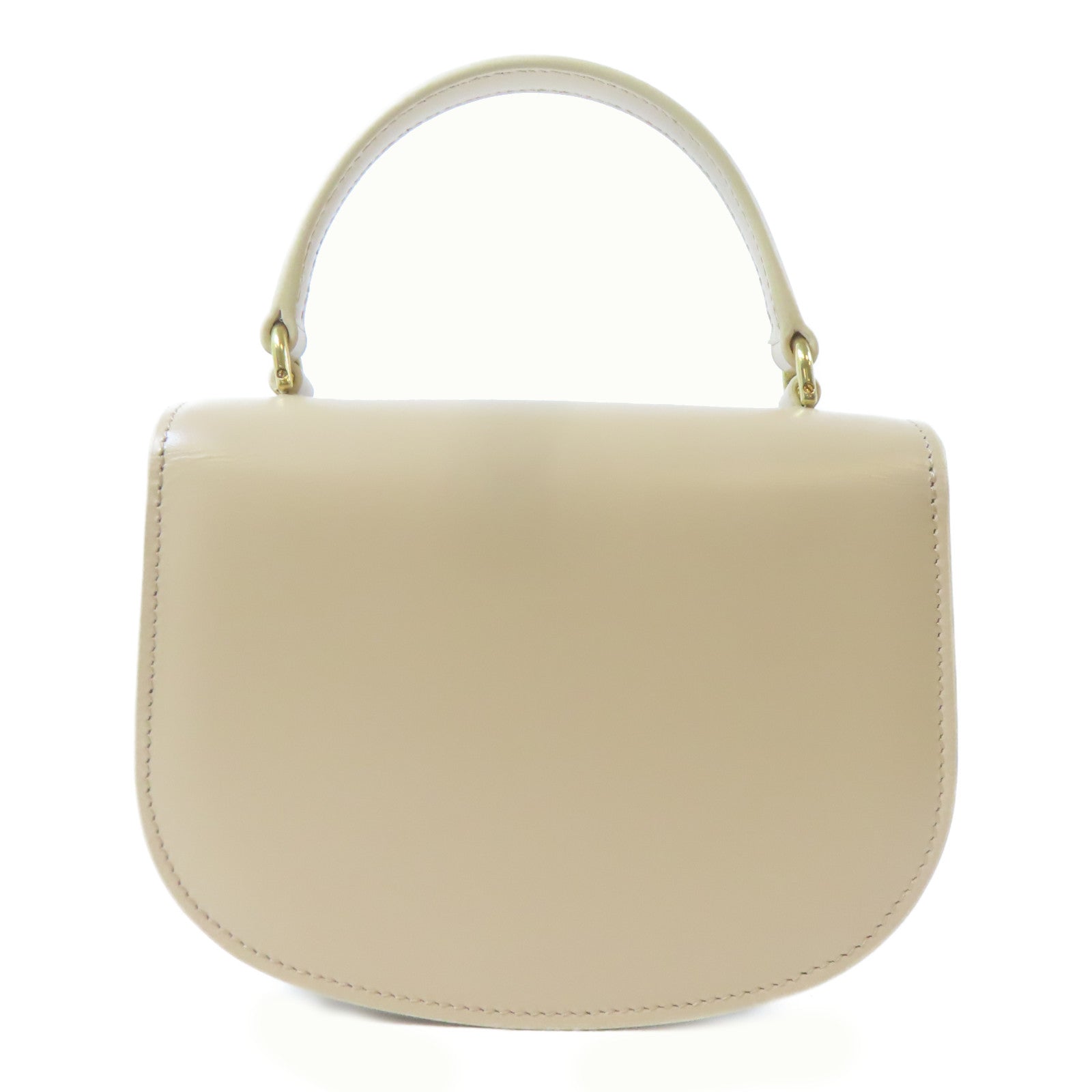 CELINE 【激減優惠】牛皮皮革Besace Clea金扣手挽肩背兩用袋米色