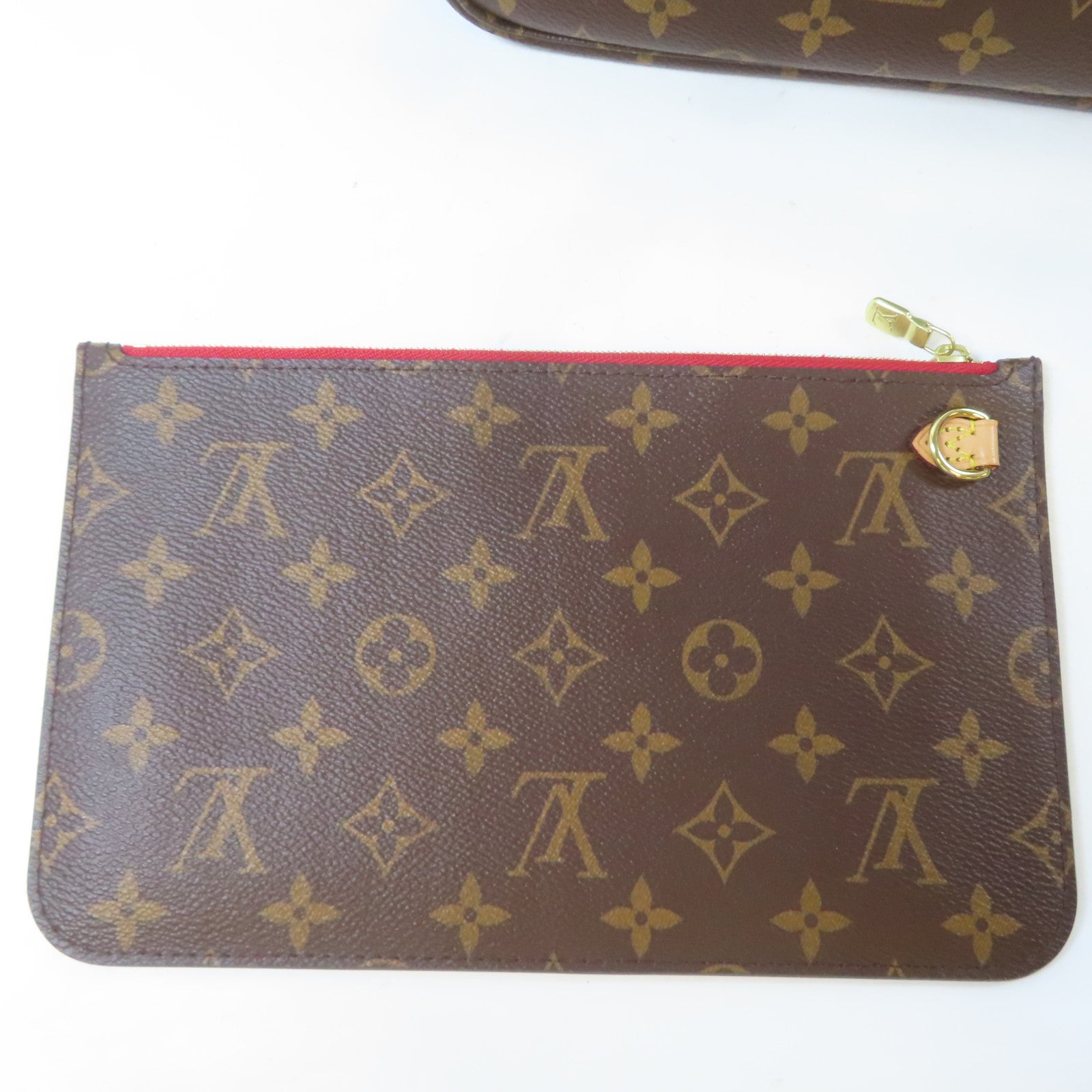 LOUIS VUITTON Monogram Neverfull MM金扣手挽袋啡色