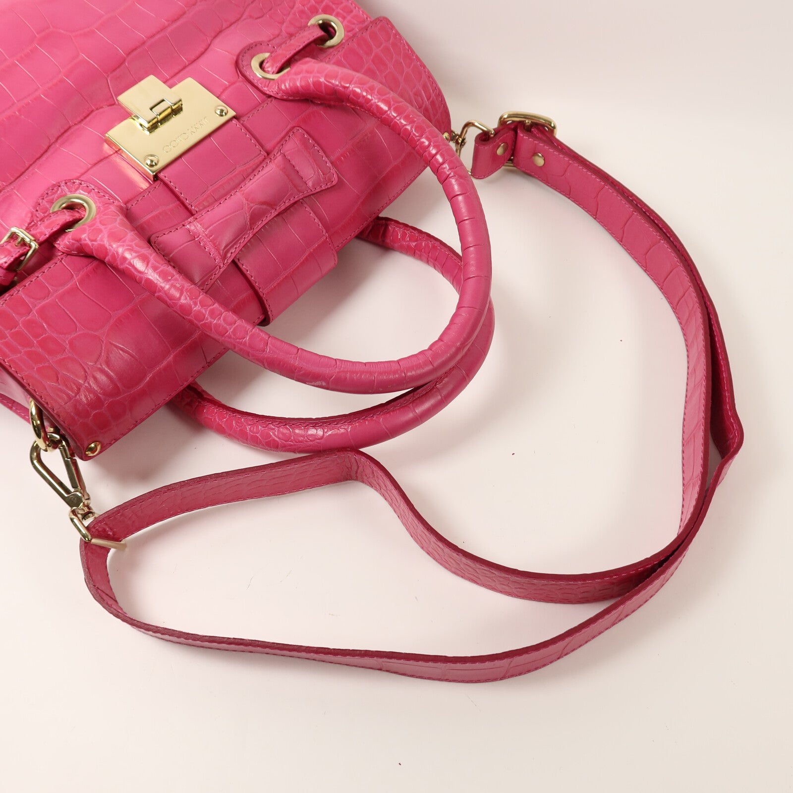 JIMMY CHOO 牛皮皮革2 Way Shoulder金扣手挽肩背兩用袋
