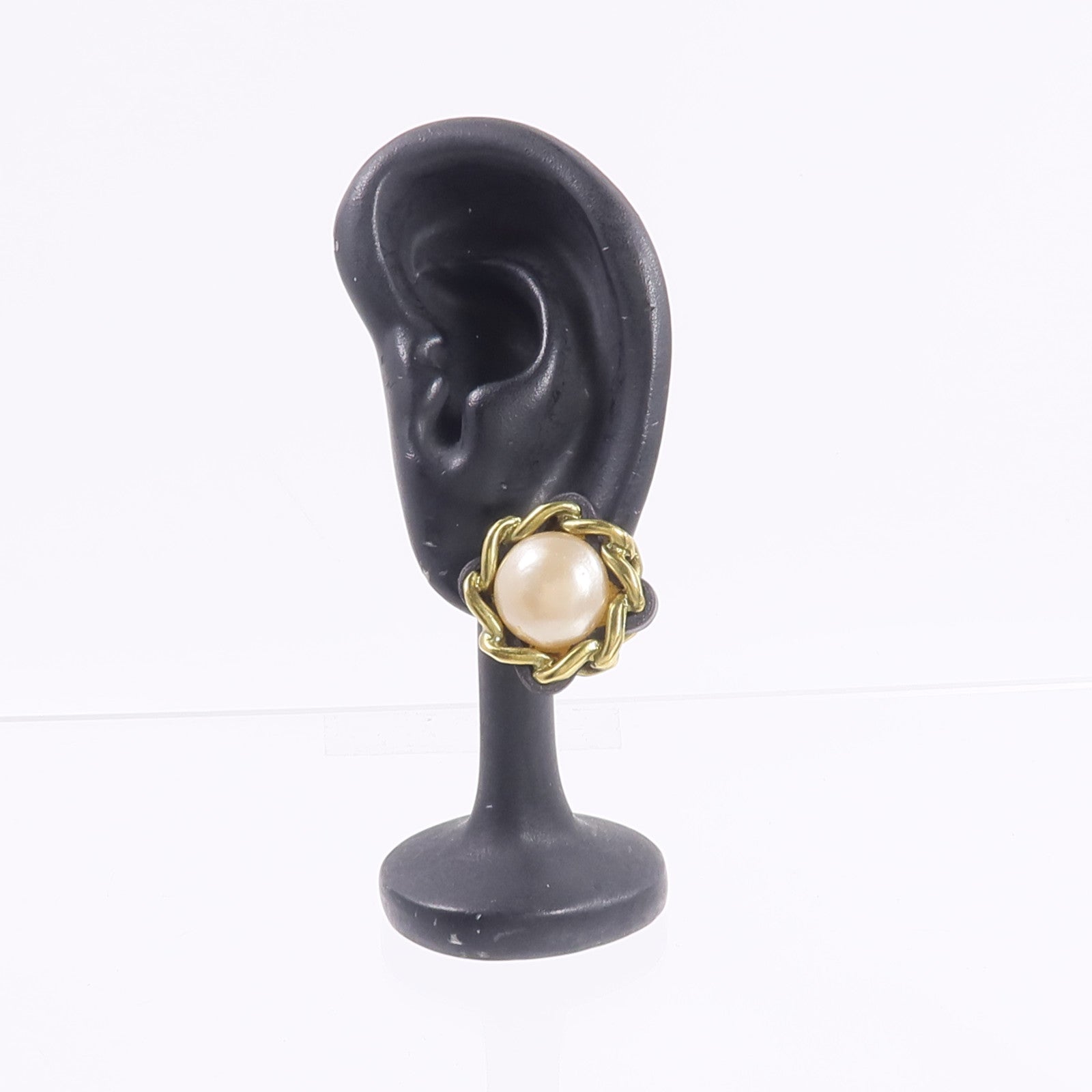 CHANEL PVC/金屬/皮革Vintage Clip On Earrings耳環