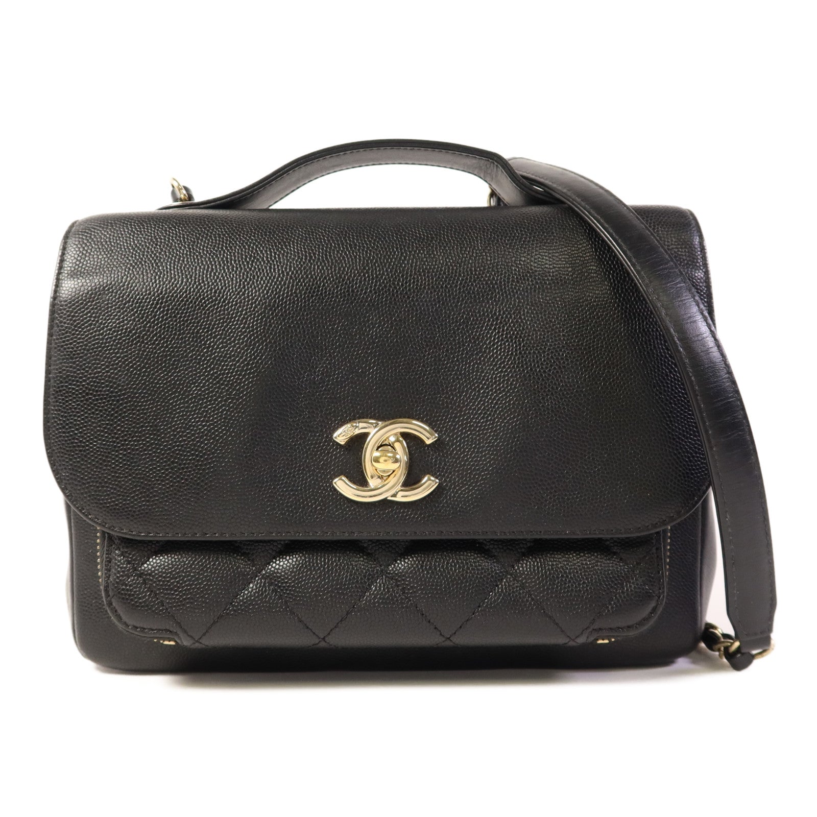 CHANEL 牛皮皮革Business Affinity Bag金扣手挽肩背兩用袋