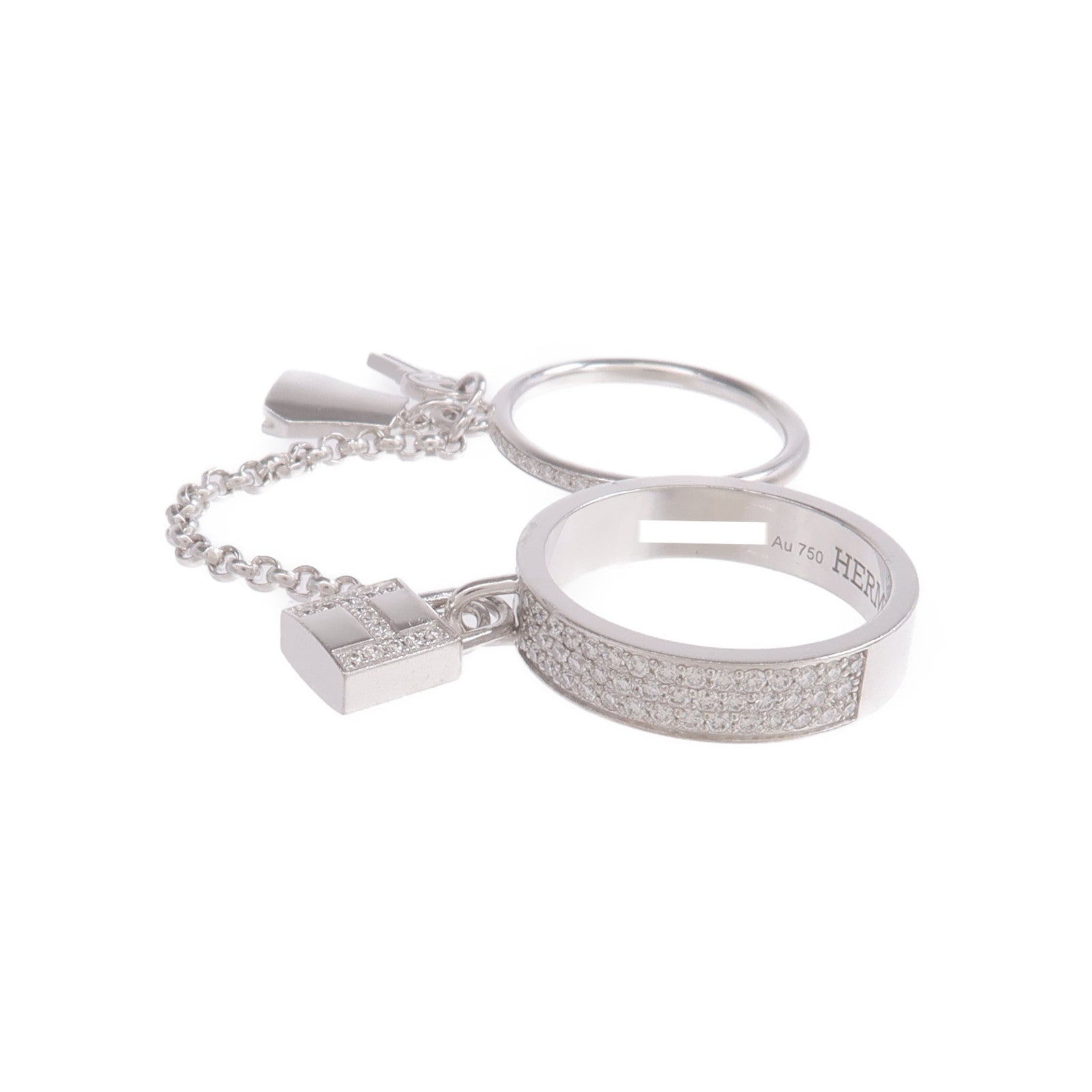 HERMES 18K白金Kelly Cadenas Double Ring鑽石戒指