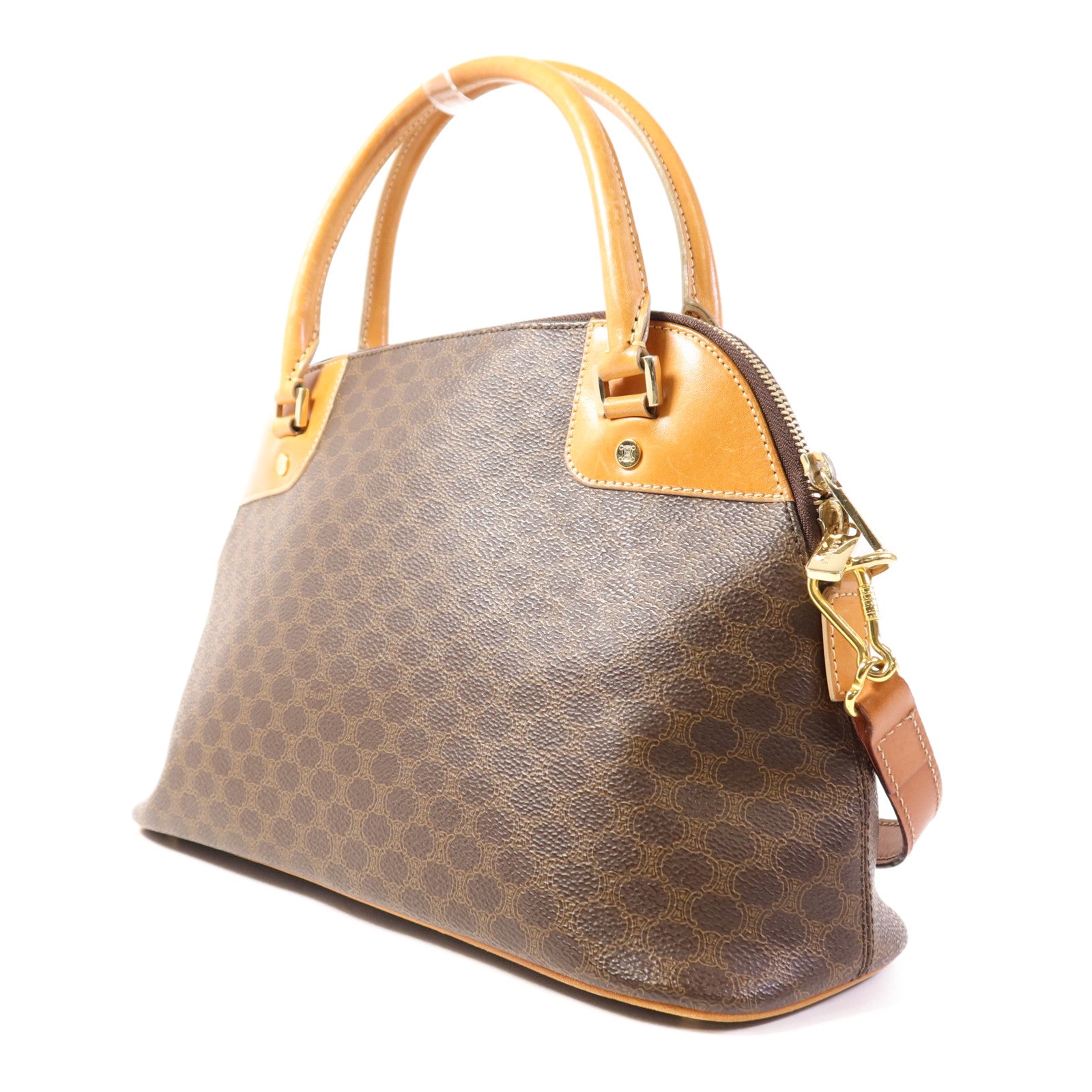 CELINE 塗層帆布Shoulder Bag金扣手挽肩背兩用袋