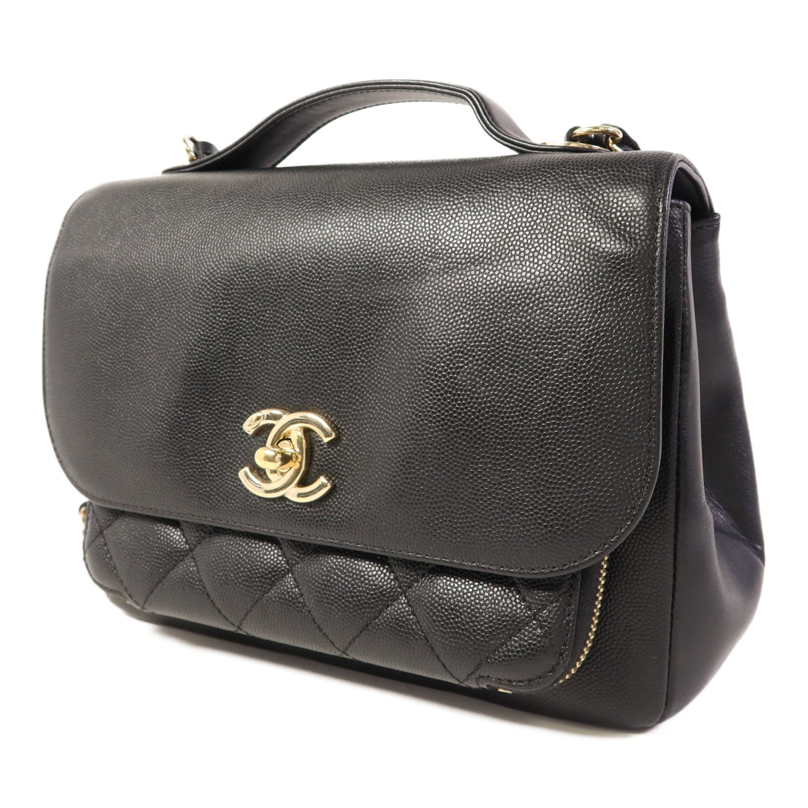 CHANEL 牛皮皮革Business Affinity Bag金扣手挽肩背兩用袋