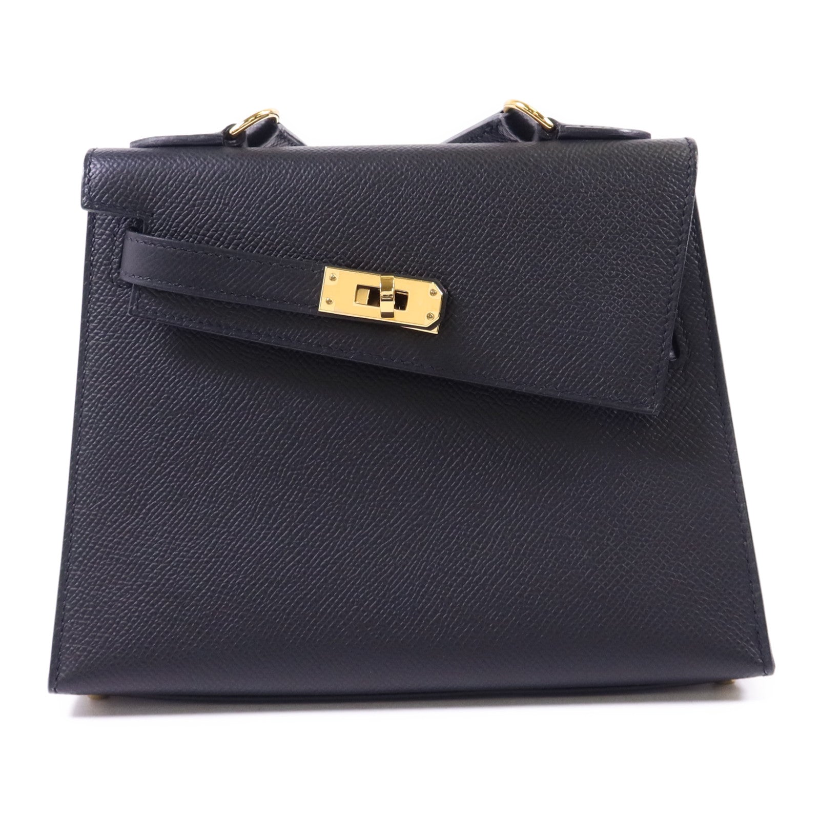 HERMES Epsom皮革Kelly 20 Desordre金扣肩背袋Noir