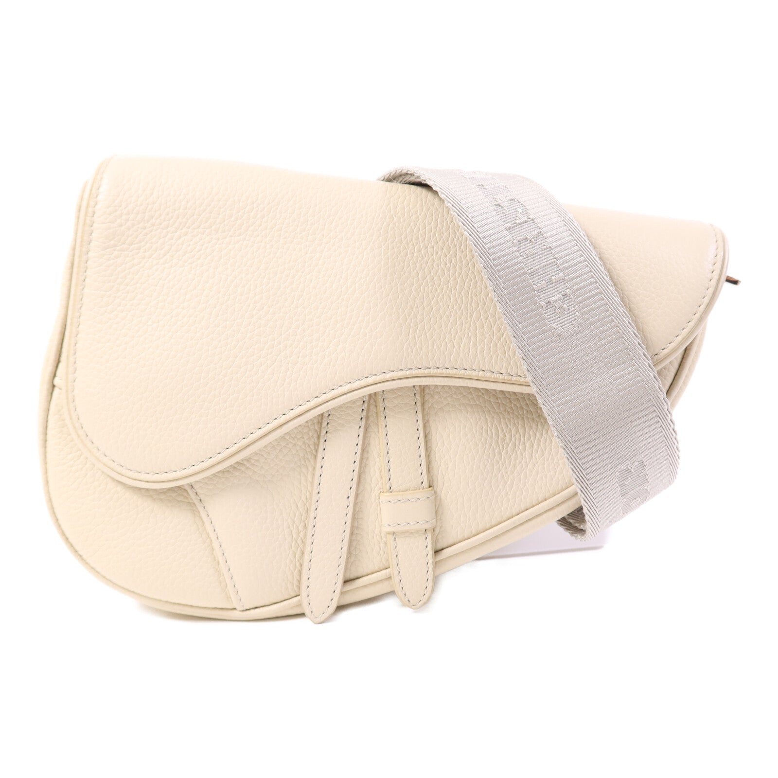 Dior 牛皮皮革Saddle Bag銀扣肩背袋
