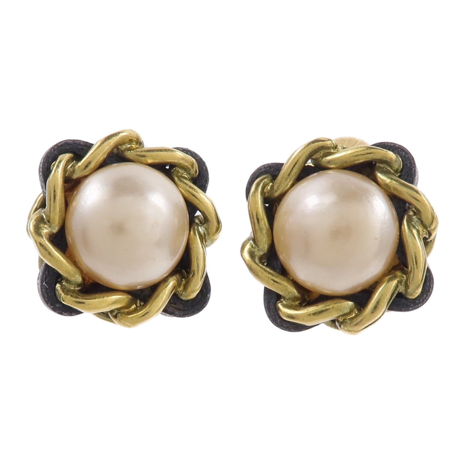 CHANEL PVC/金屬/皮革Vintage Clip On Earrings耳環