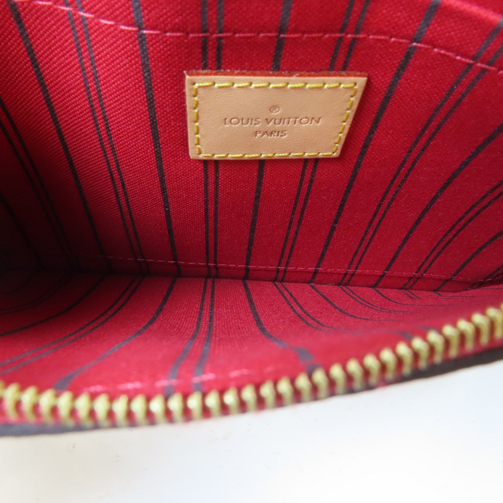 LOUIS VUITTON Monogram Neverfull MM金扣手挽袋啡色