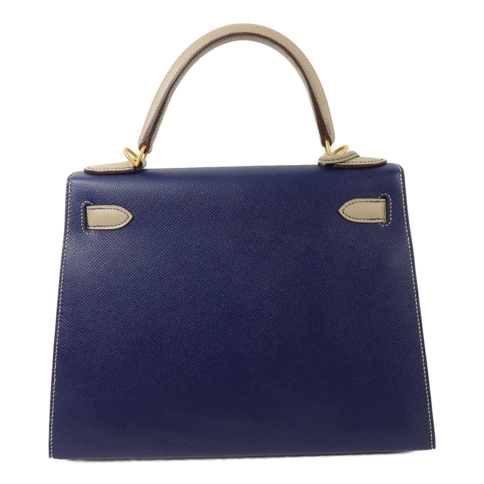 HERMES 【激減優惠】Epsom皮革Kelly 28手挽肩背兩用袋Blue Sapphire/Trench
