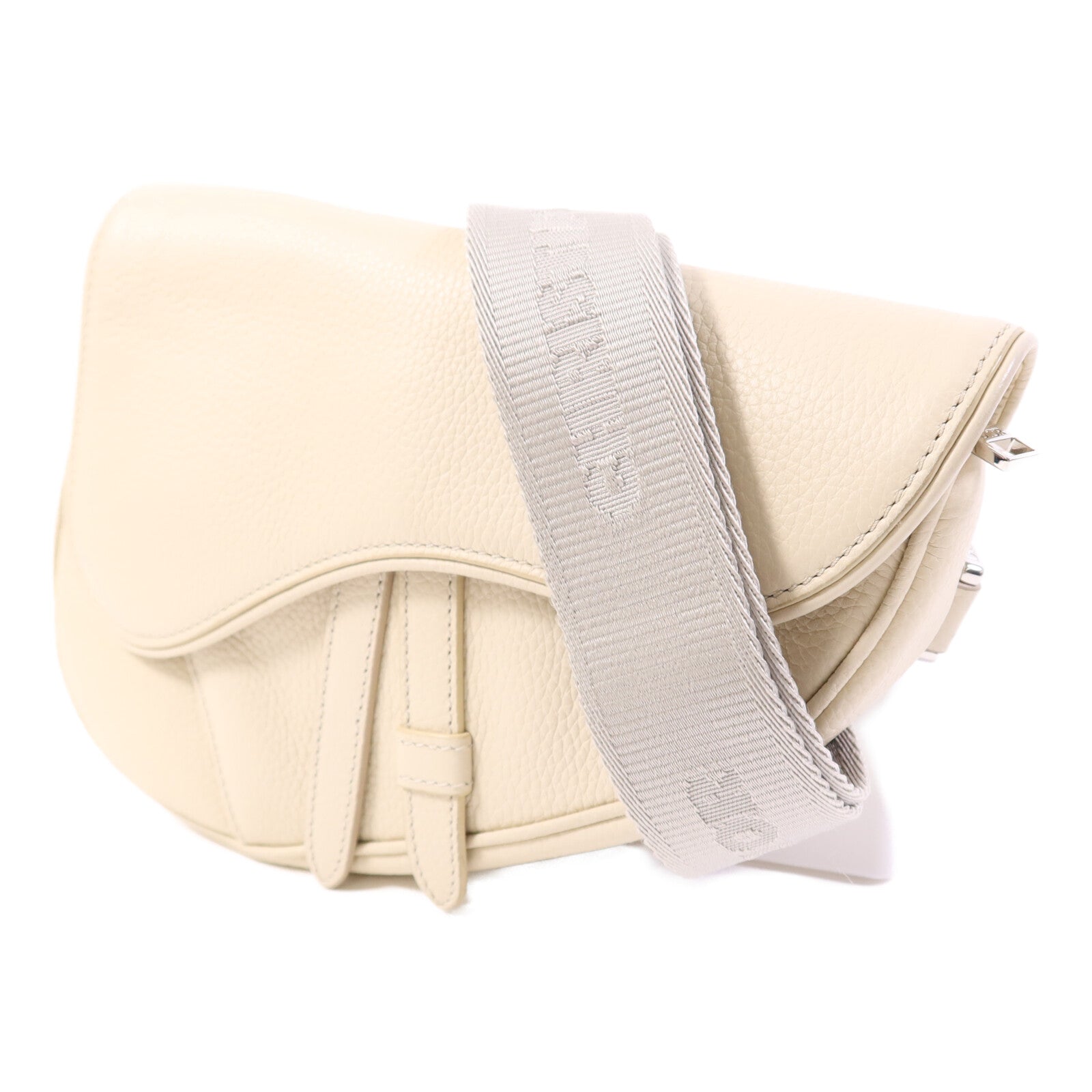 Dior 牛皮皮革Saddle Bag銀扣肩背袋