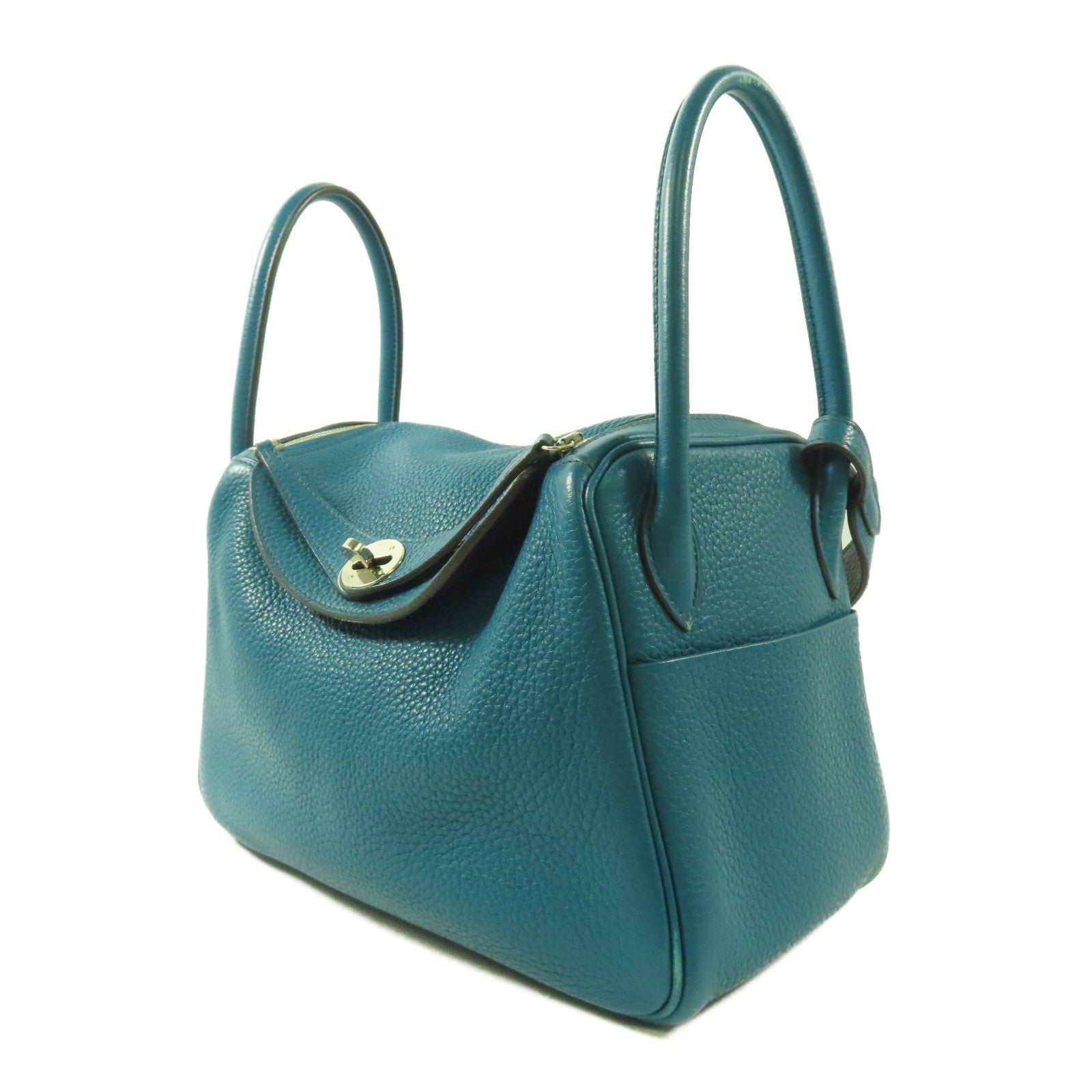 HERMES PHW Lindy 26 Handbag 2 Way Shoulder Bag Clemence Bleu Izmir/Bleu Saphir