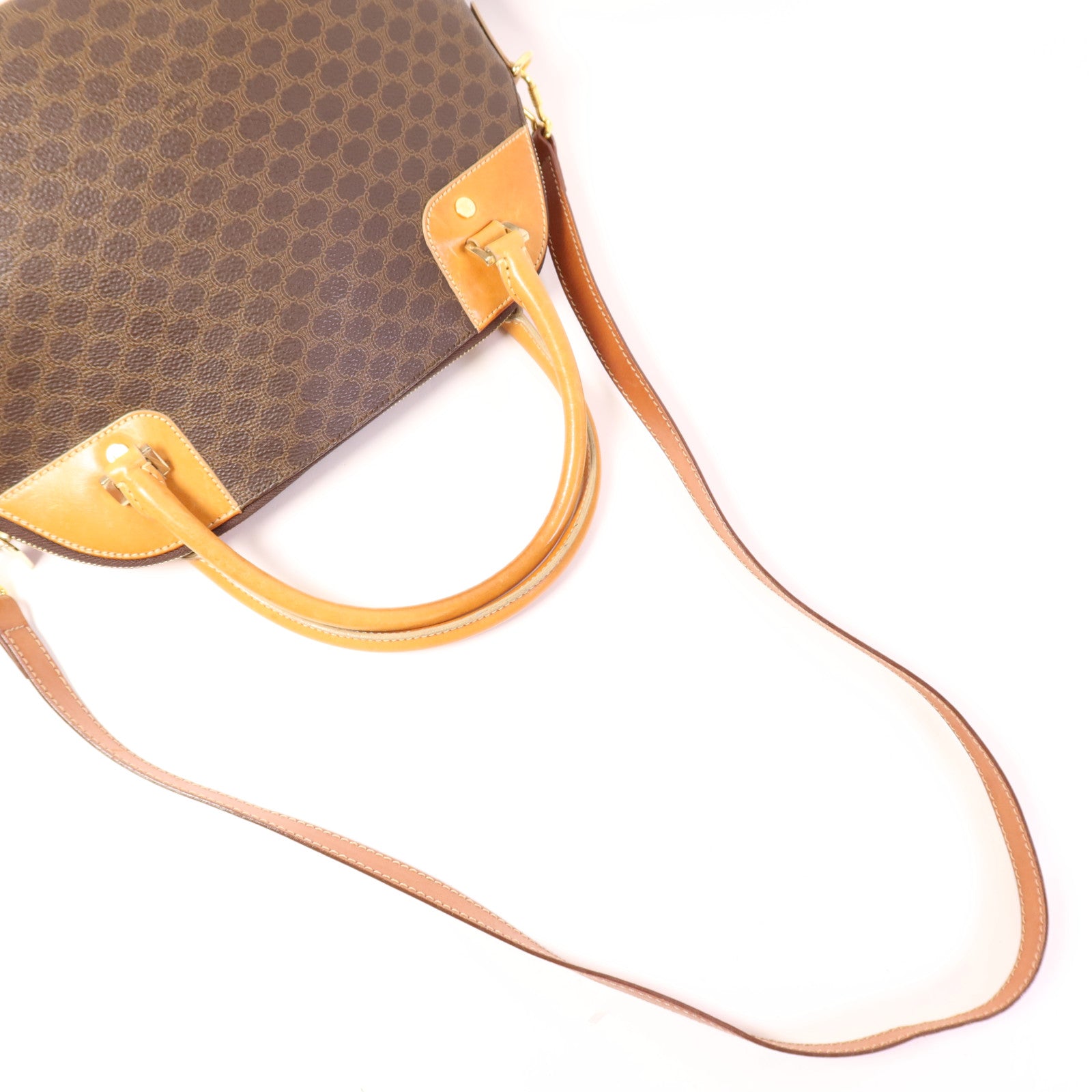 CELINE 塗層帆布Shoulder Bag金扣手挽肩背兩用袋