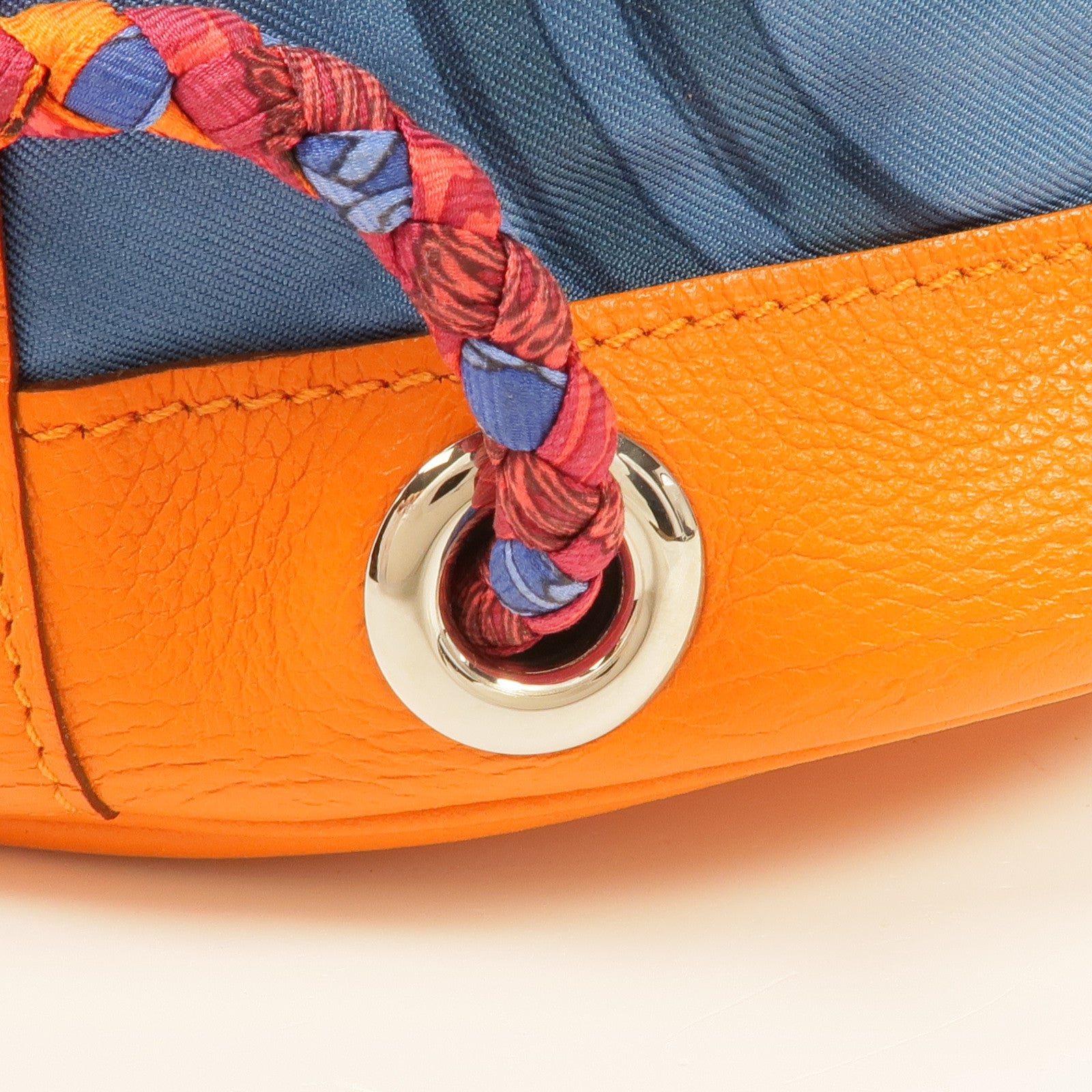 HERMES 絲質/牛皮皮革Soie Cool Backpack銀扣背包