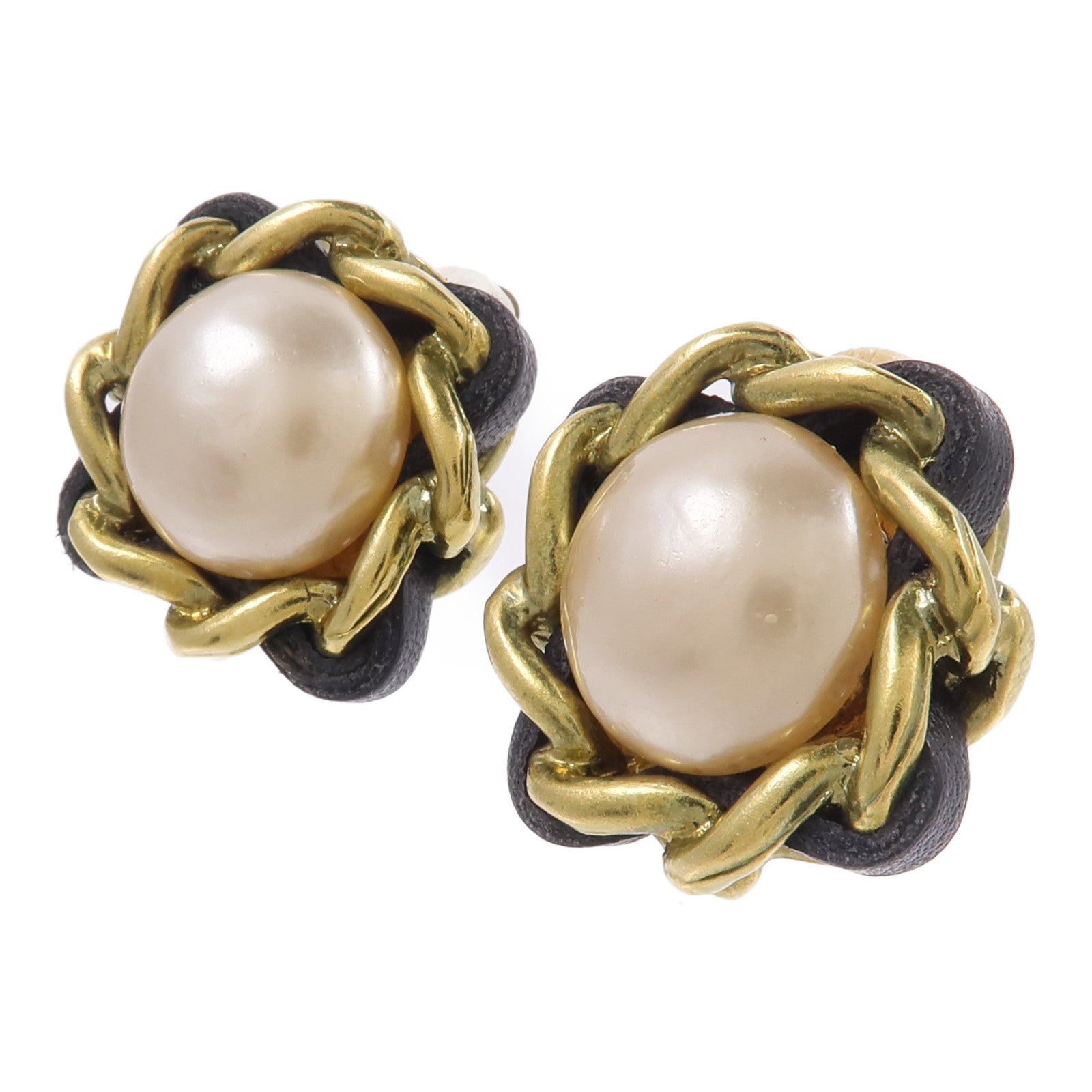 CHANEL PVC/金屬/皮革Vintage Clip On Earrings耳環