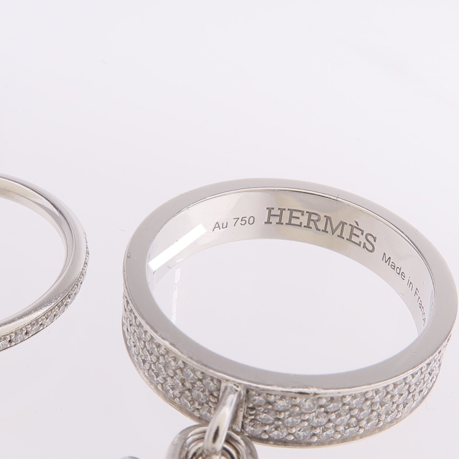 HERMES 18K白金Kelly Cadenas Double Ring鑽石戒指