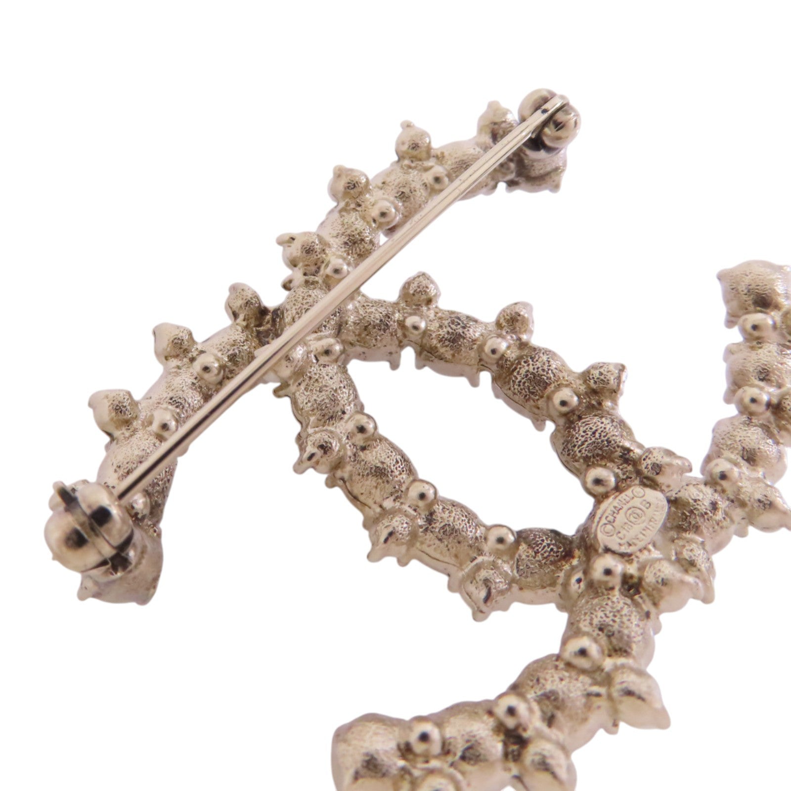 CHANEL 金屬/水鑽/仿珍珠CC Brooch金扣胸針