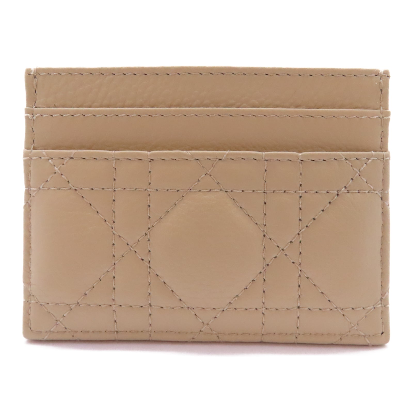 Dior 牛皮皮革Caro Freesia Card Holder金扣卡片套米色