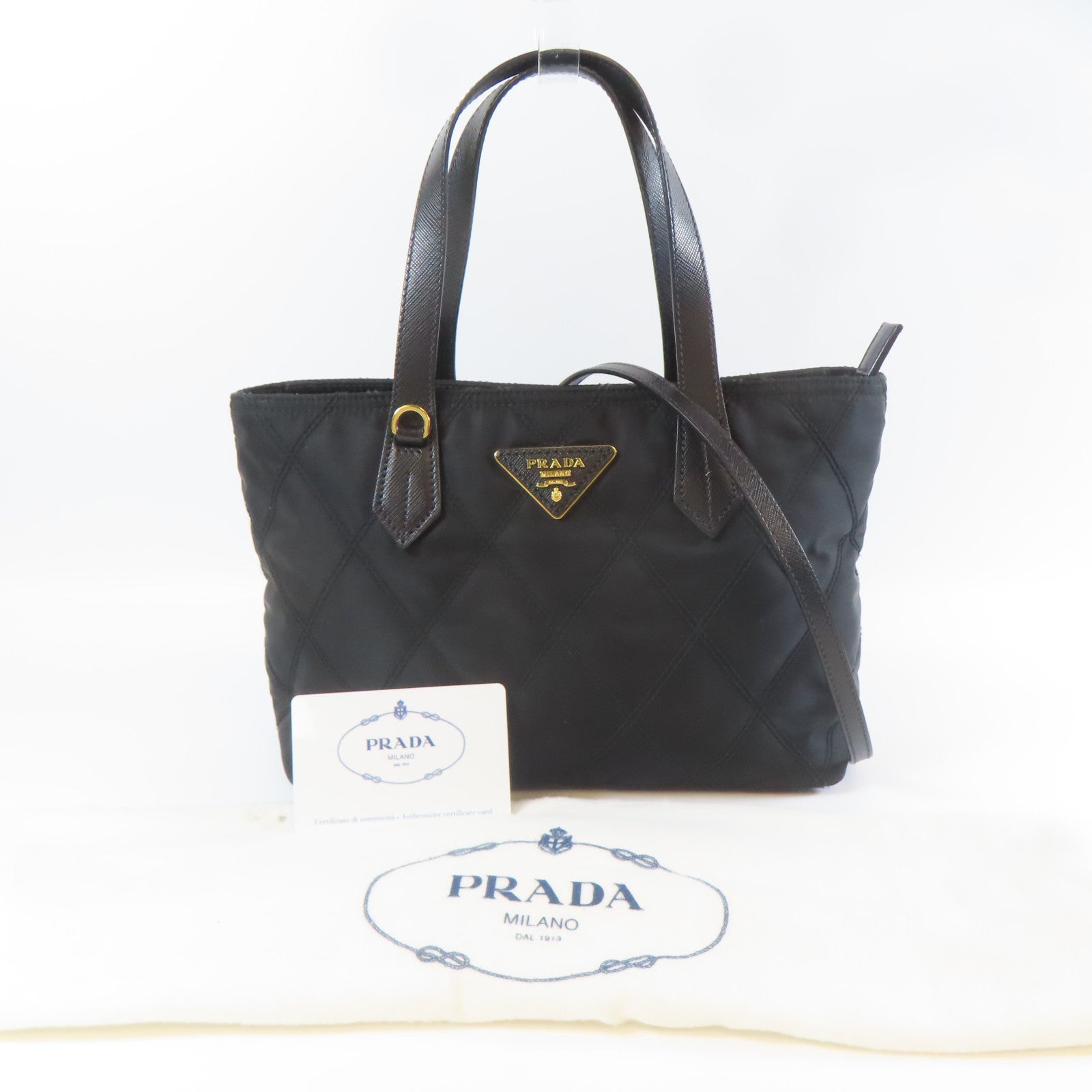 PRADA 尼龍Shoulder Bag金扣手挽肩背兩用袋黑色