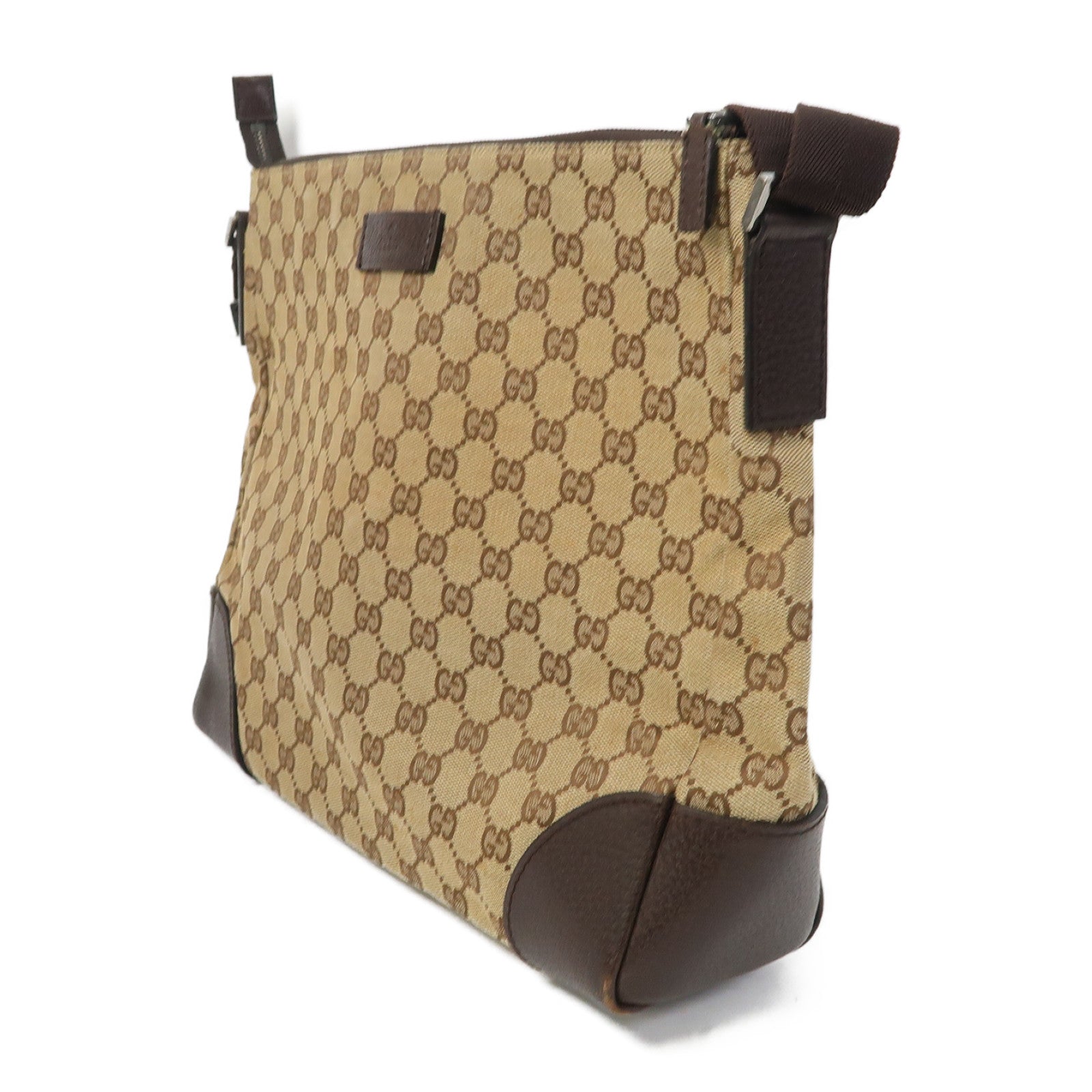 GUCCI 帆布Shoulder Bag銀扣肩背袋啡色