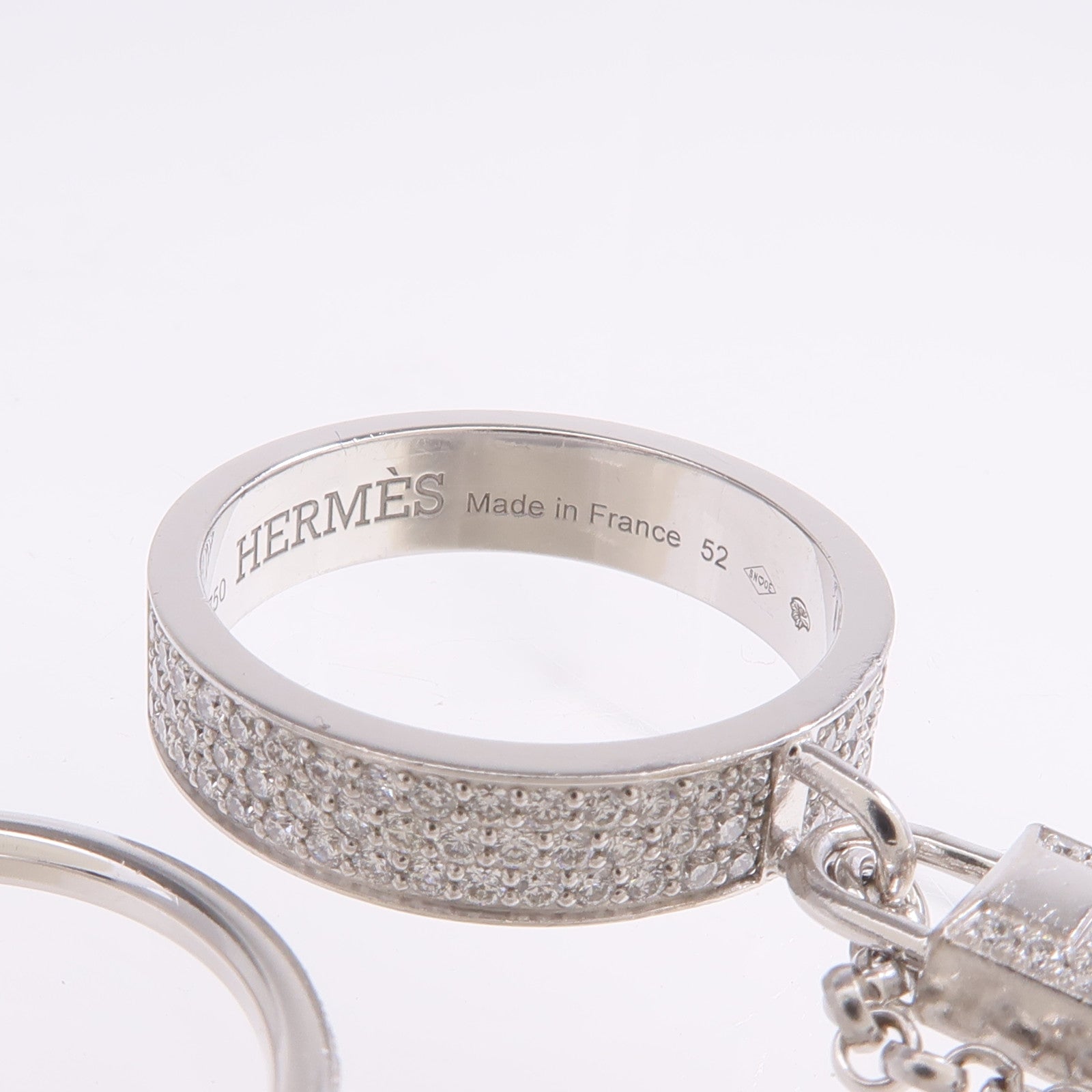 HERMES 18K白金Kelly Cadenas Double Ring鑽石戒指