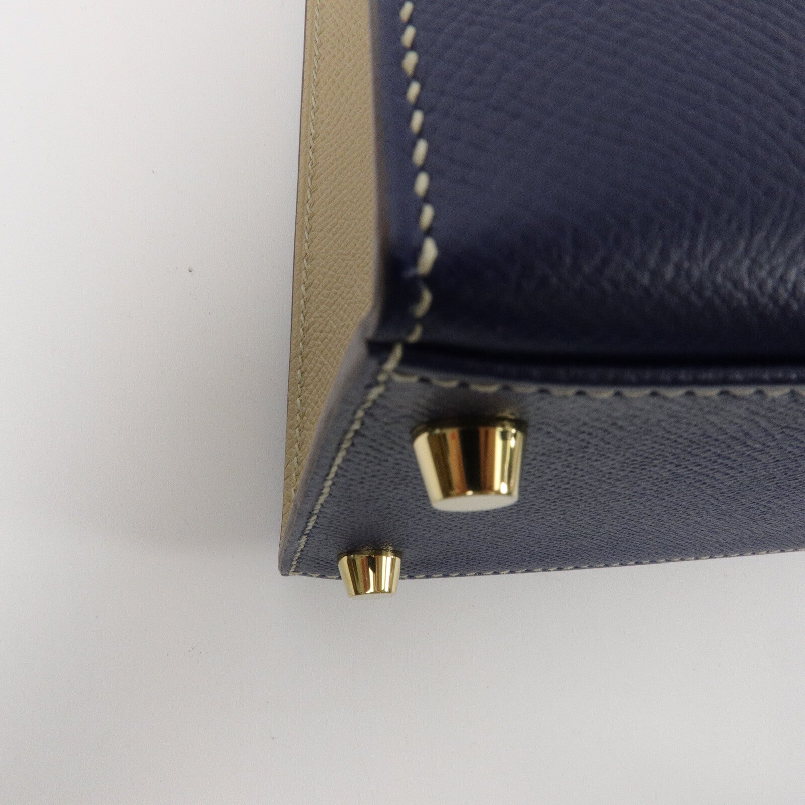 HERMES Epsom皮革Kelly 28手挽肩背兩用袋Blue Sapphire/Trench