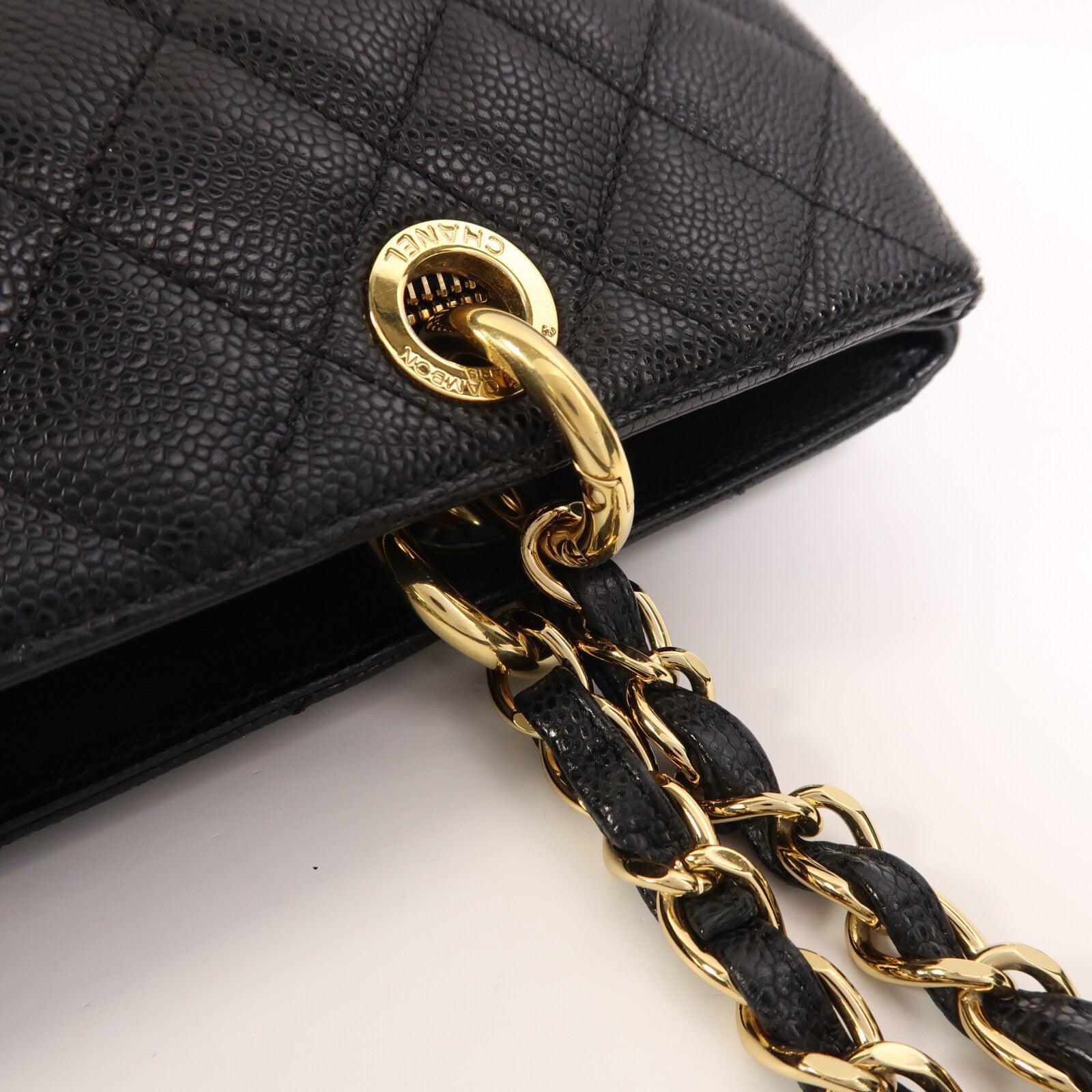 CHANEL 牛皮皮革GST Grand Shopping Tote Bag金扣鏈帶肩背袋