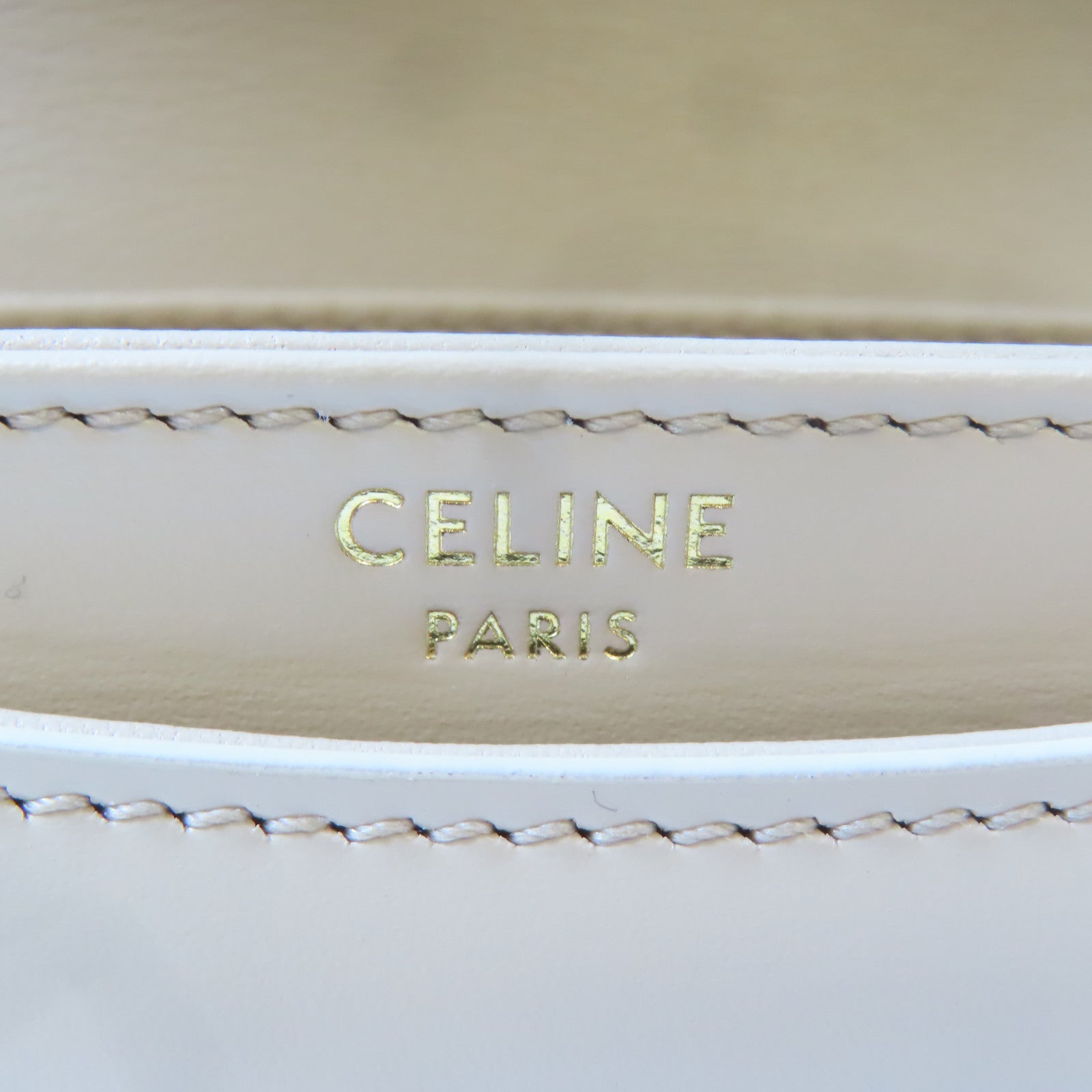 CELINE 【激減優惠】牛皮皮革Besace Clea金扣手挽肩背兩用袋米色