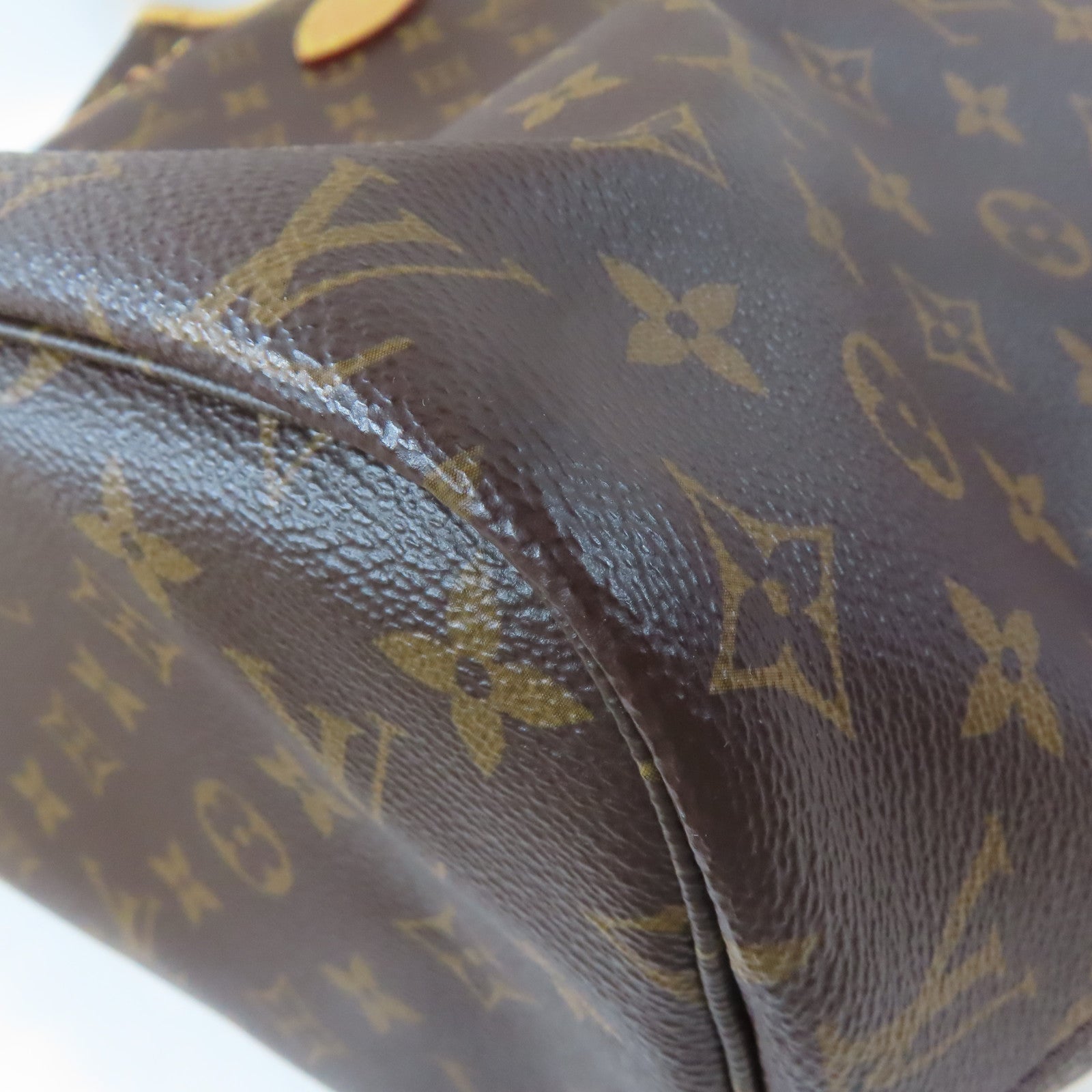 LOUIS VUITTON Monogram Neverfull MM金扣手挽袋啡色
