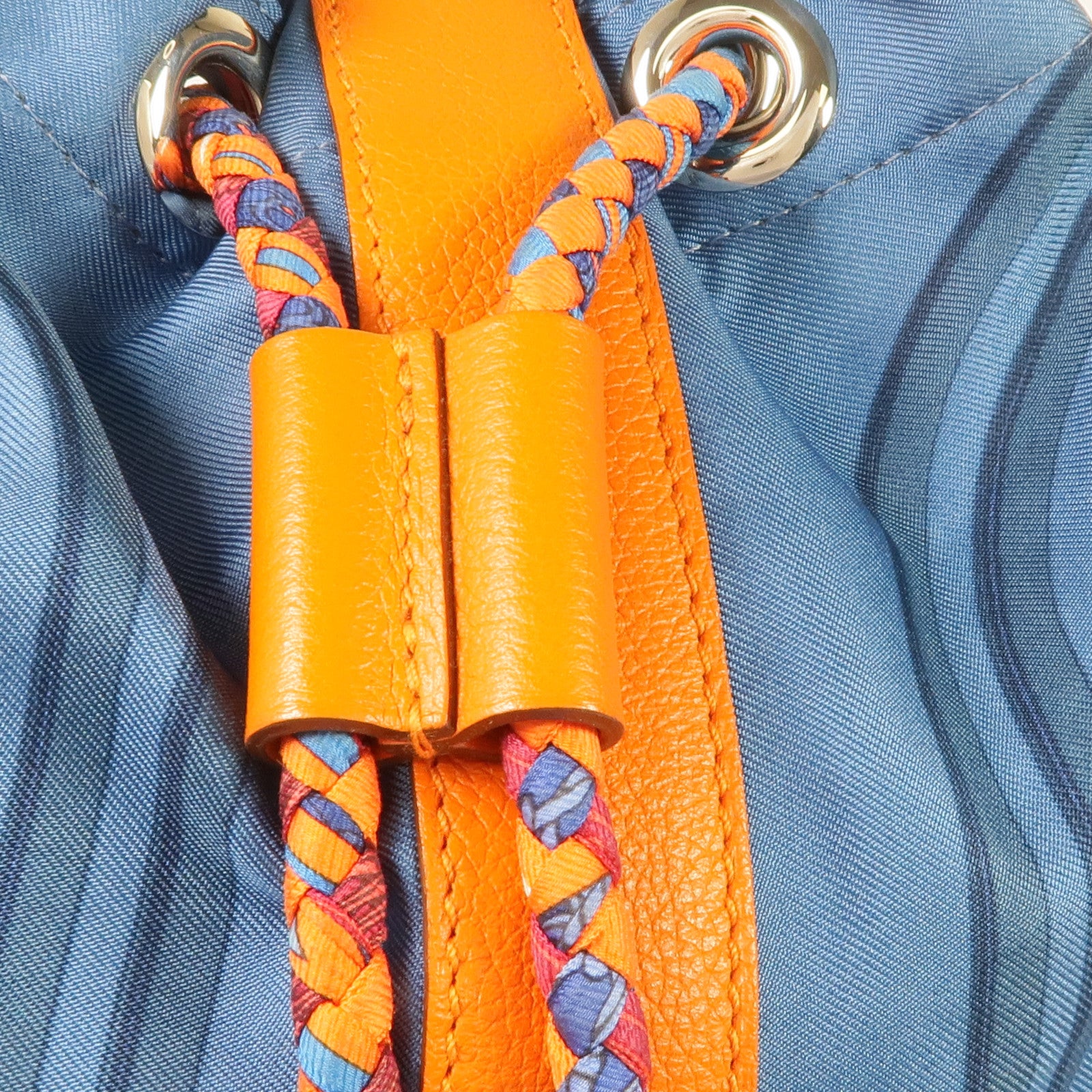 HERMES 絲質/牛皮皮革Soie Cool Backpack銀扣背包